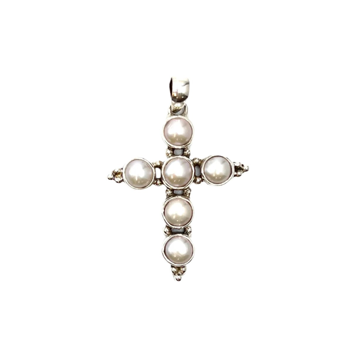 Sterling Silver Pearl Cross Pendant