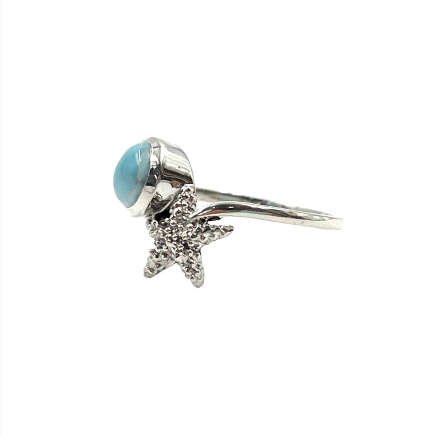 Sterling Silver Larimar Starfish Ring