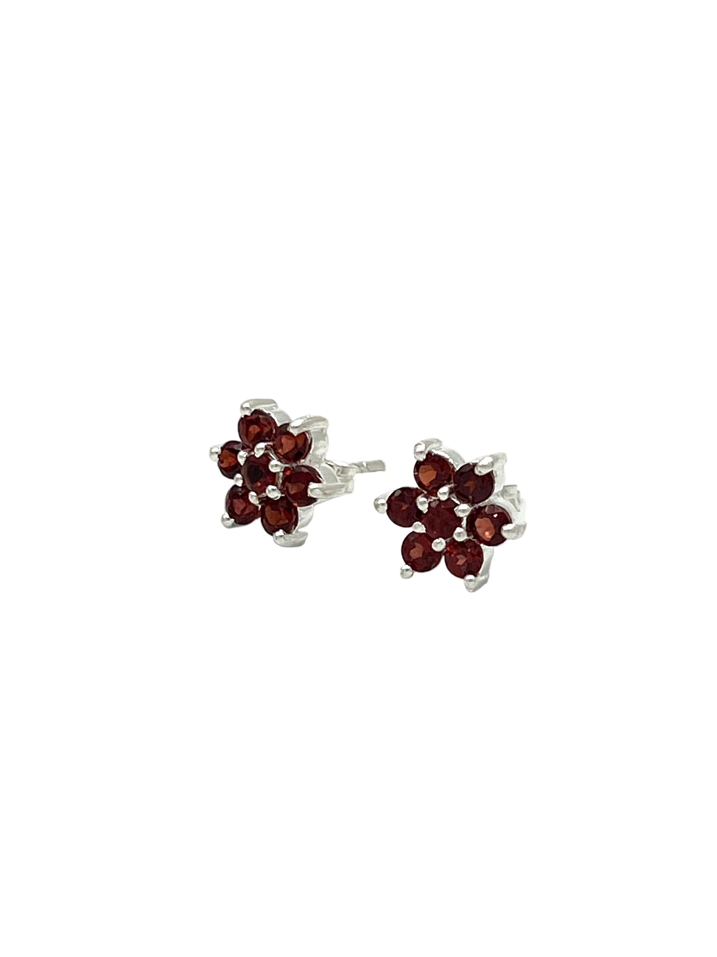 Faceted Gemstone Flower Stud
