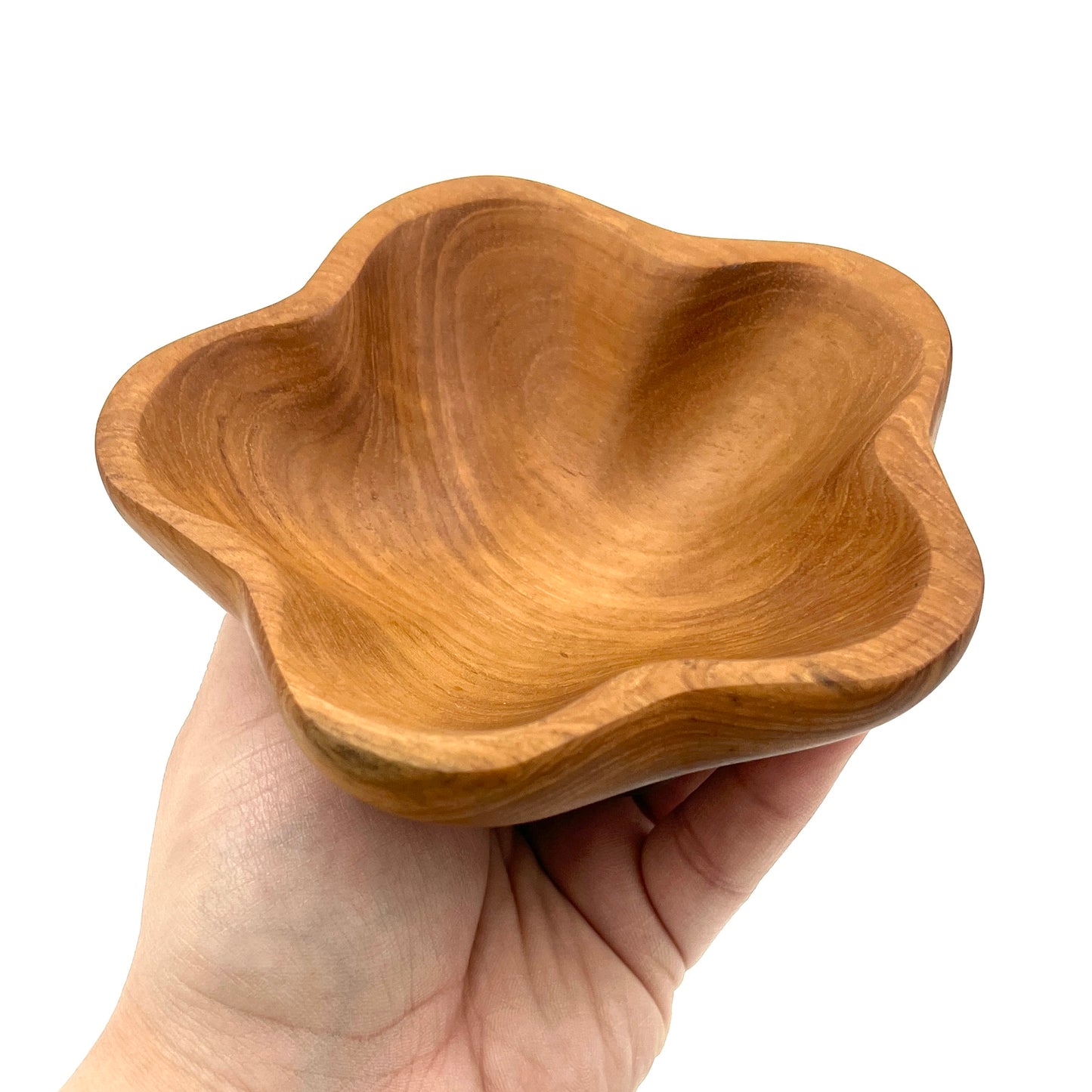 Teak Wood Flower Shaped Bowl