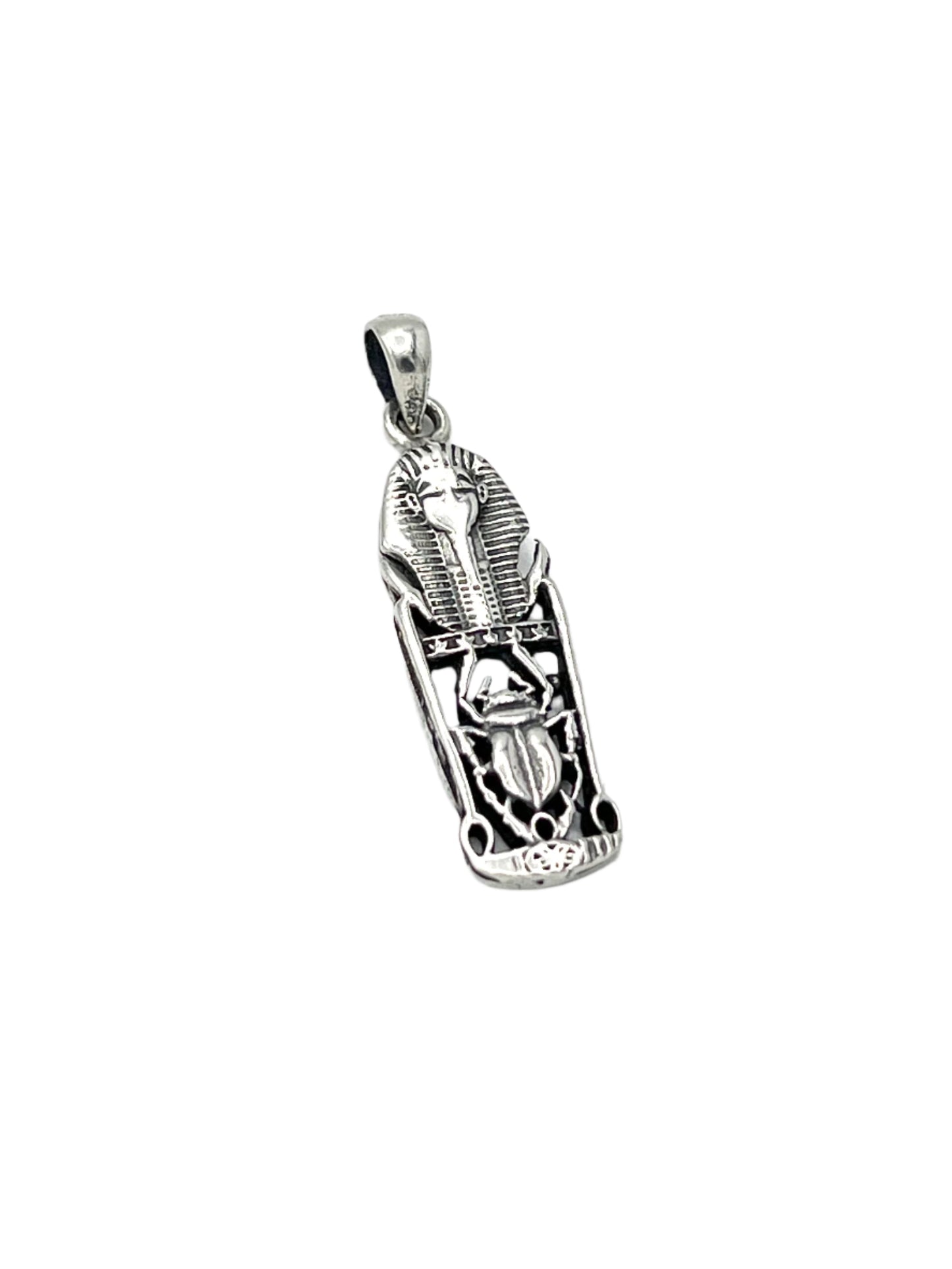 Silver Pharaoh Scarab Pendants
