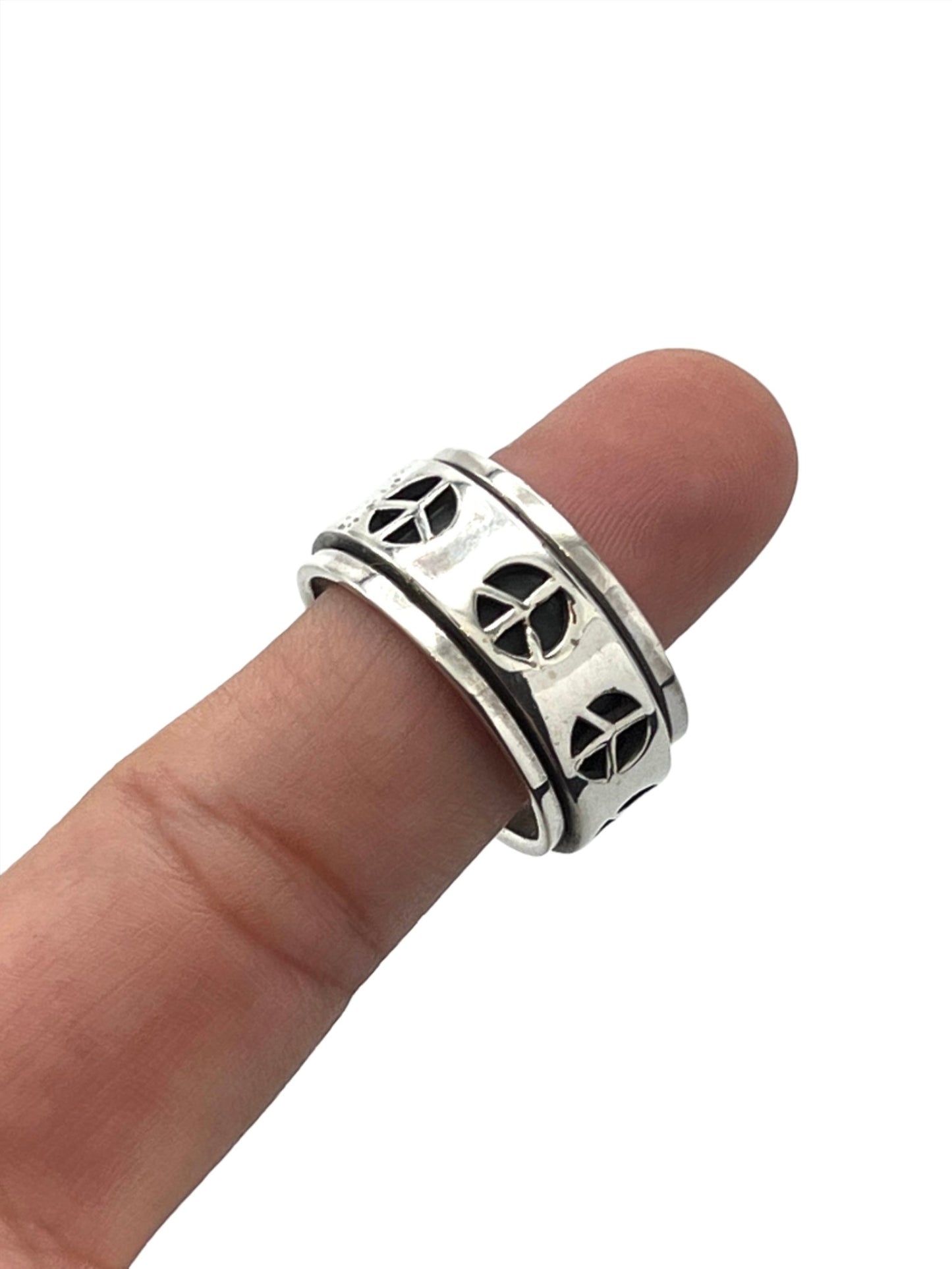 Sterling Silver Peace Spinner Ring