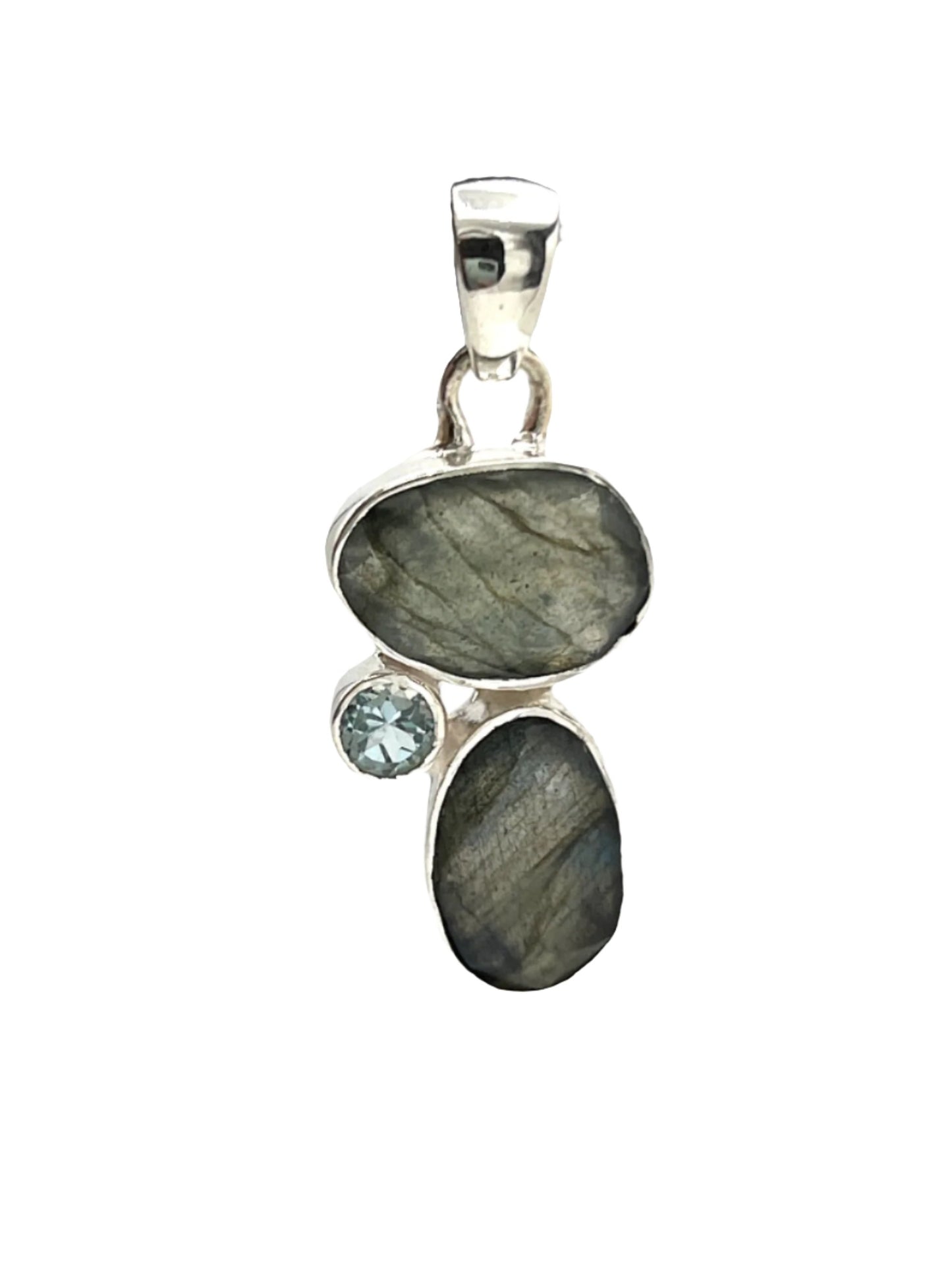 Silver Labradorite Faceted Pendants