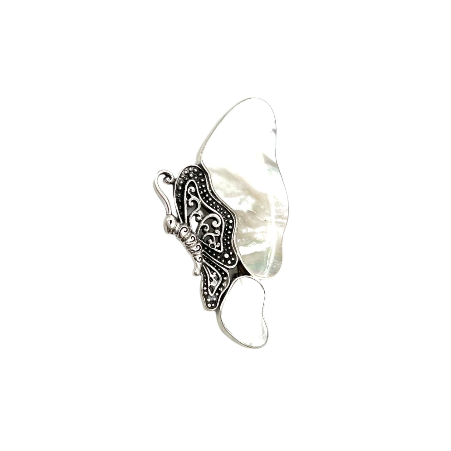 Sterling Silver Mother of Pearl Butterfly Pendant/Brooch