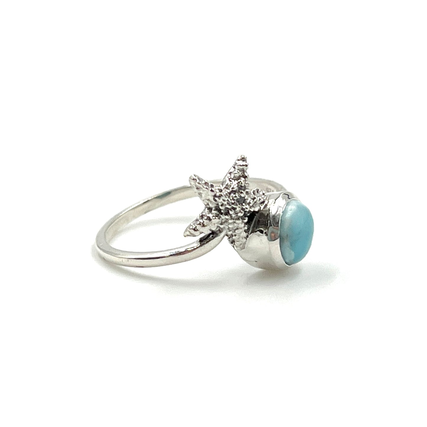 Sterling Silver Larimar Starfish Ring