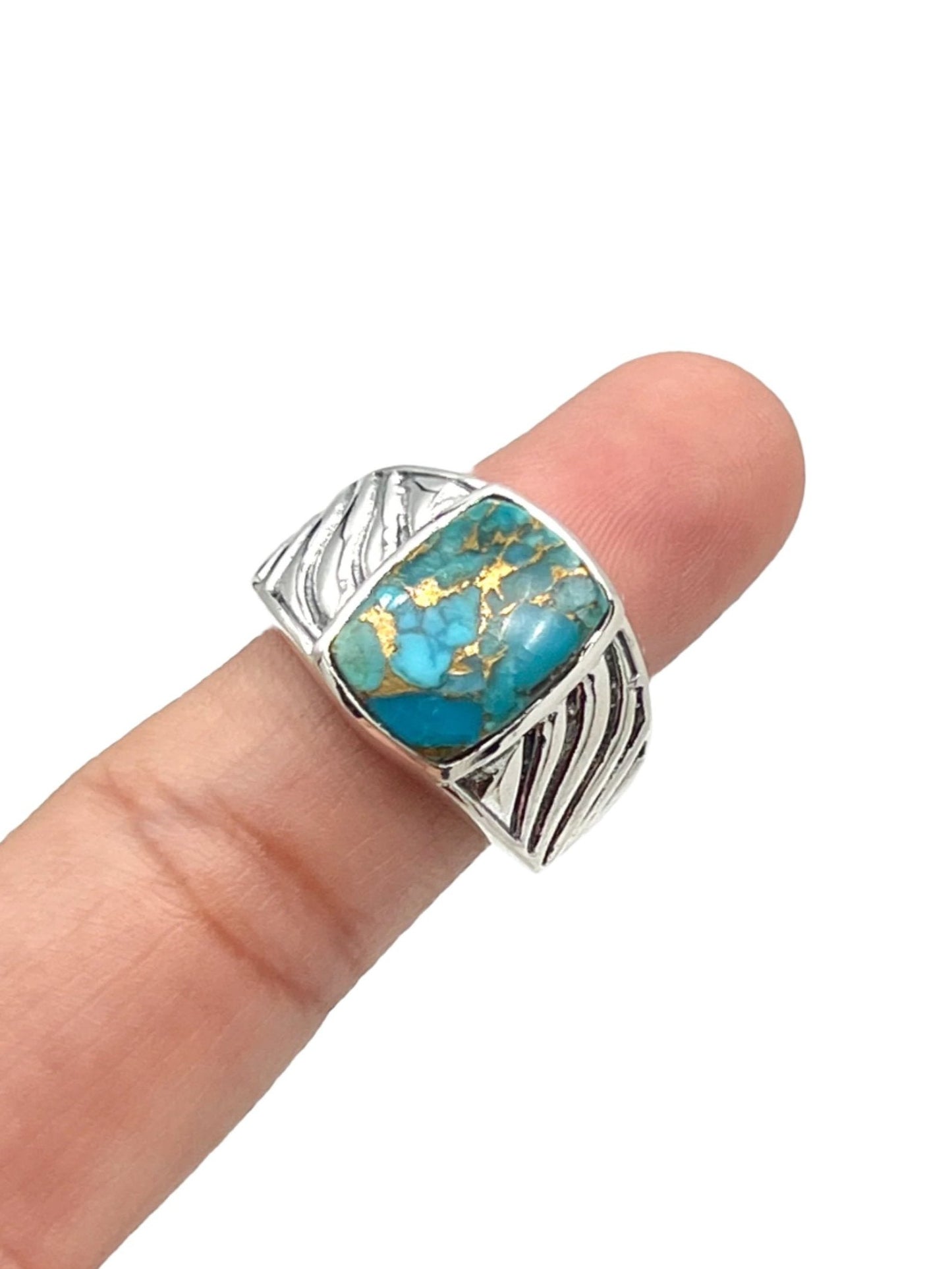 Sterling Silver Gemstone Wave Design Rings
