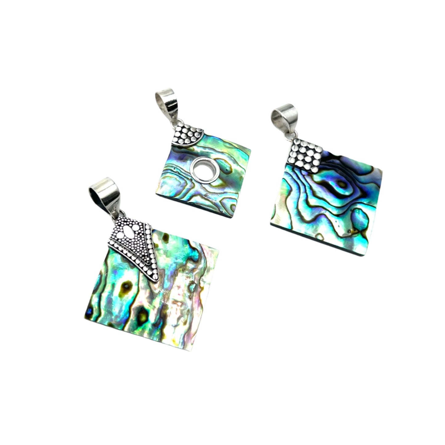Sterling Silver Diamond Abalone Pendants