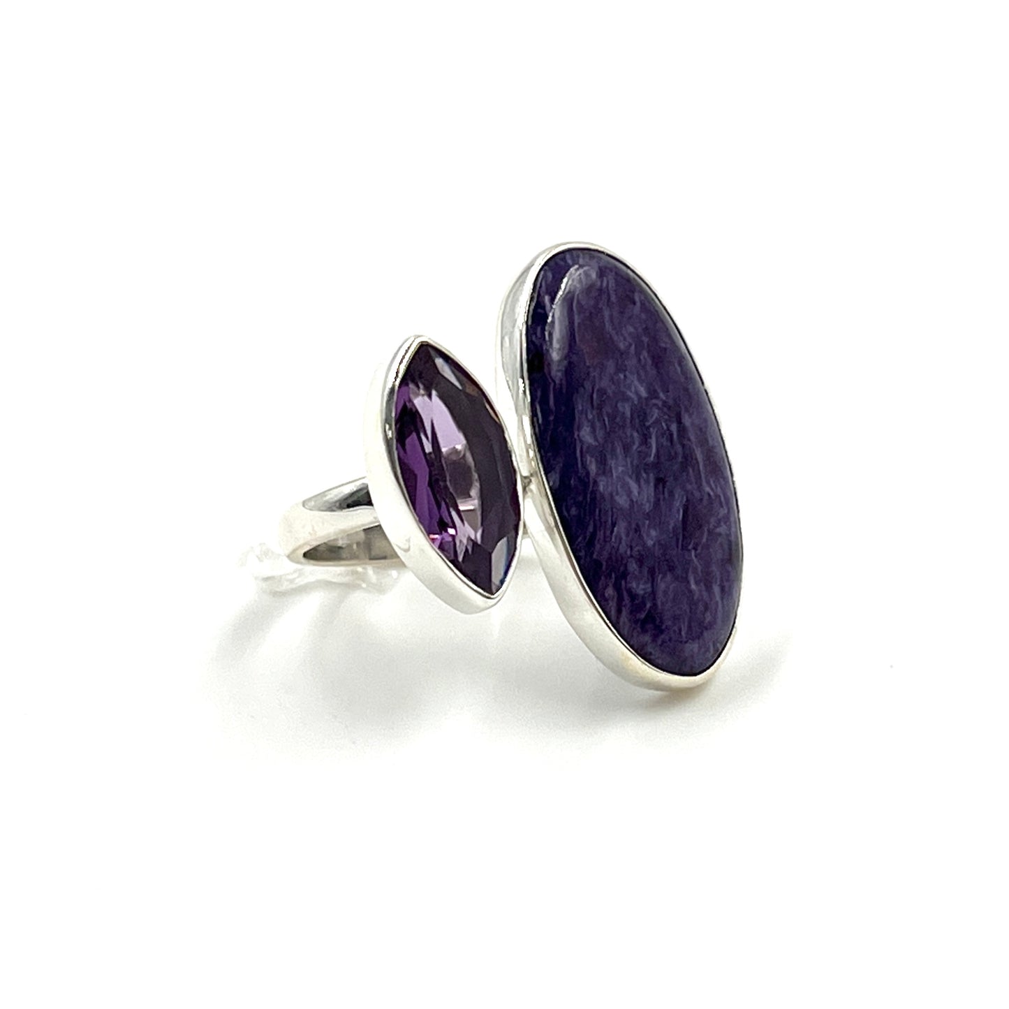 Sterling Silver Amethyst & Charoite Rings