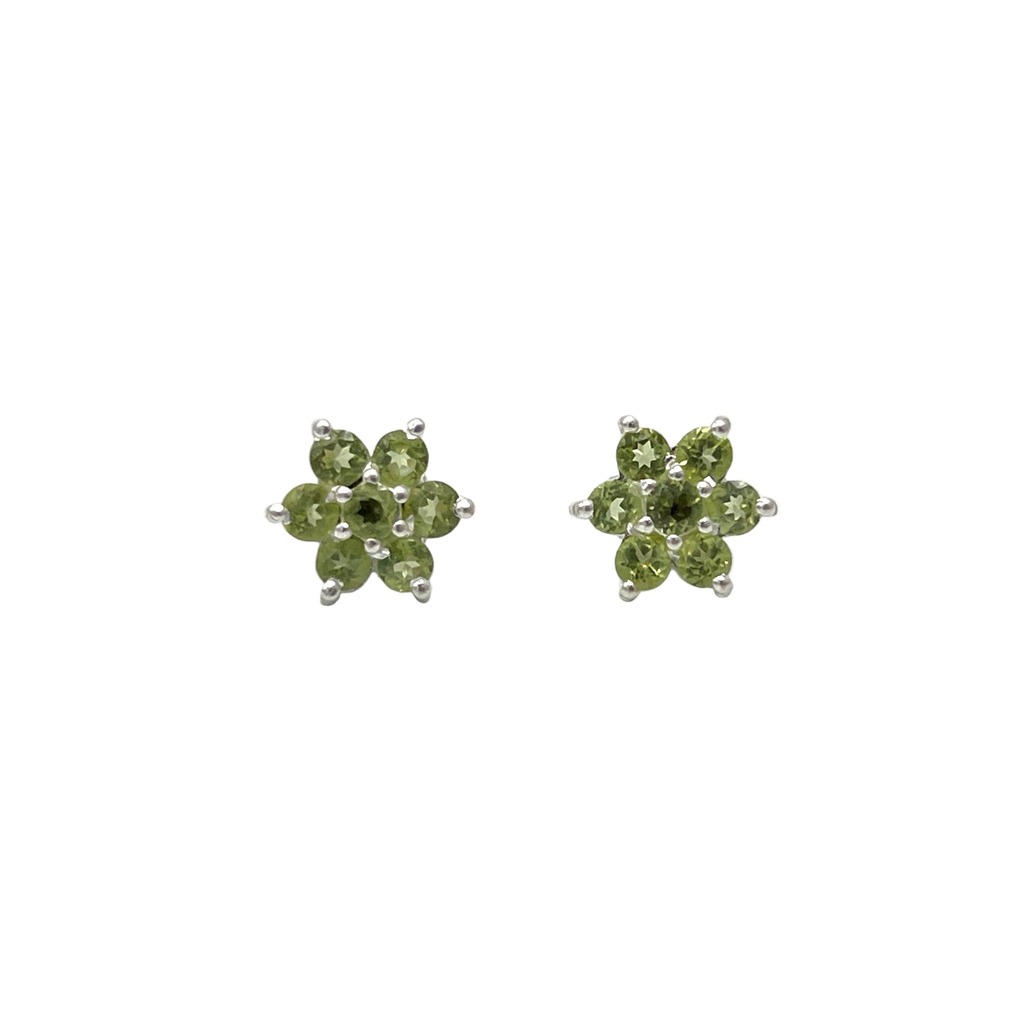 Faceted Gemstone Flower Stud