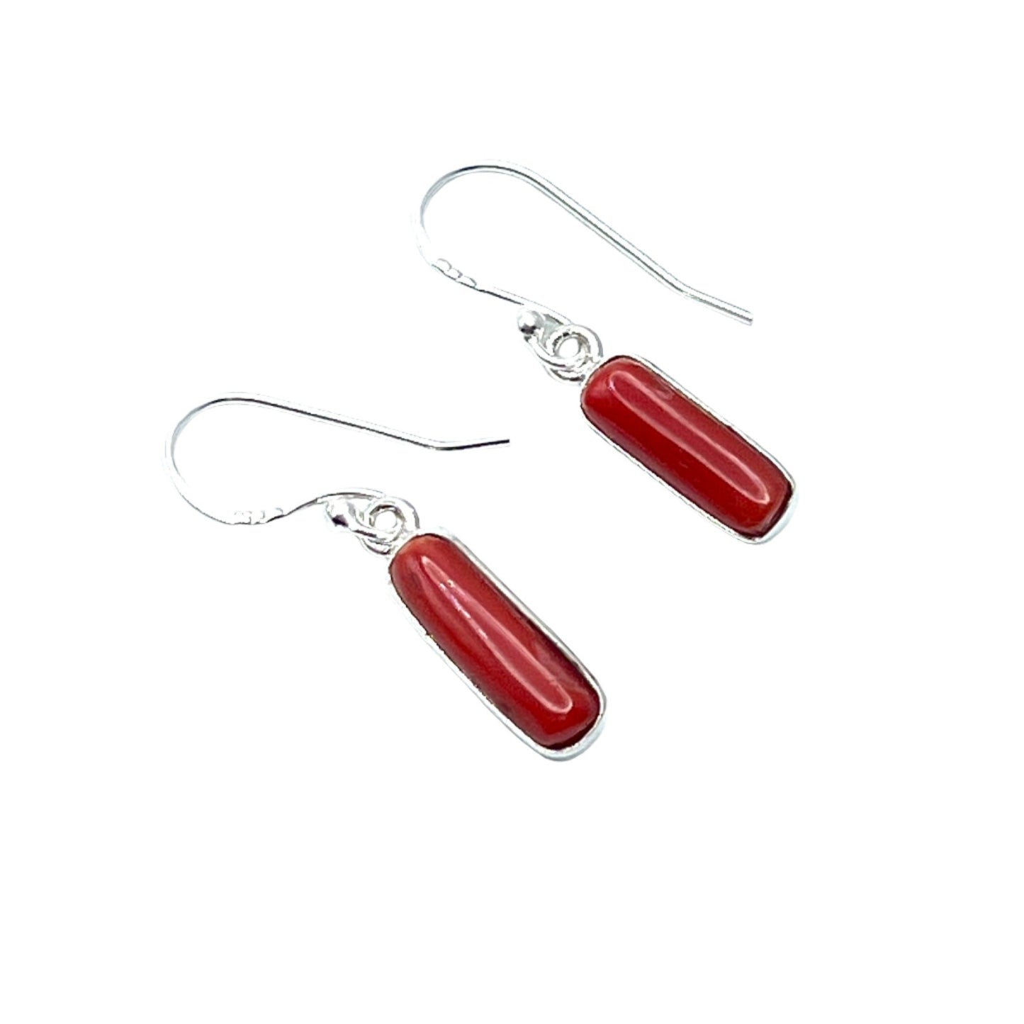 Red Coral Sterling Silver Earrings