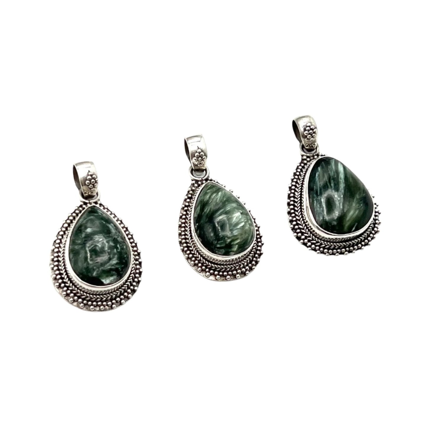 Sterling Silver Seraphinite Teardrop Pendants