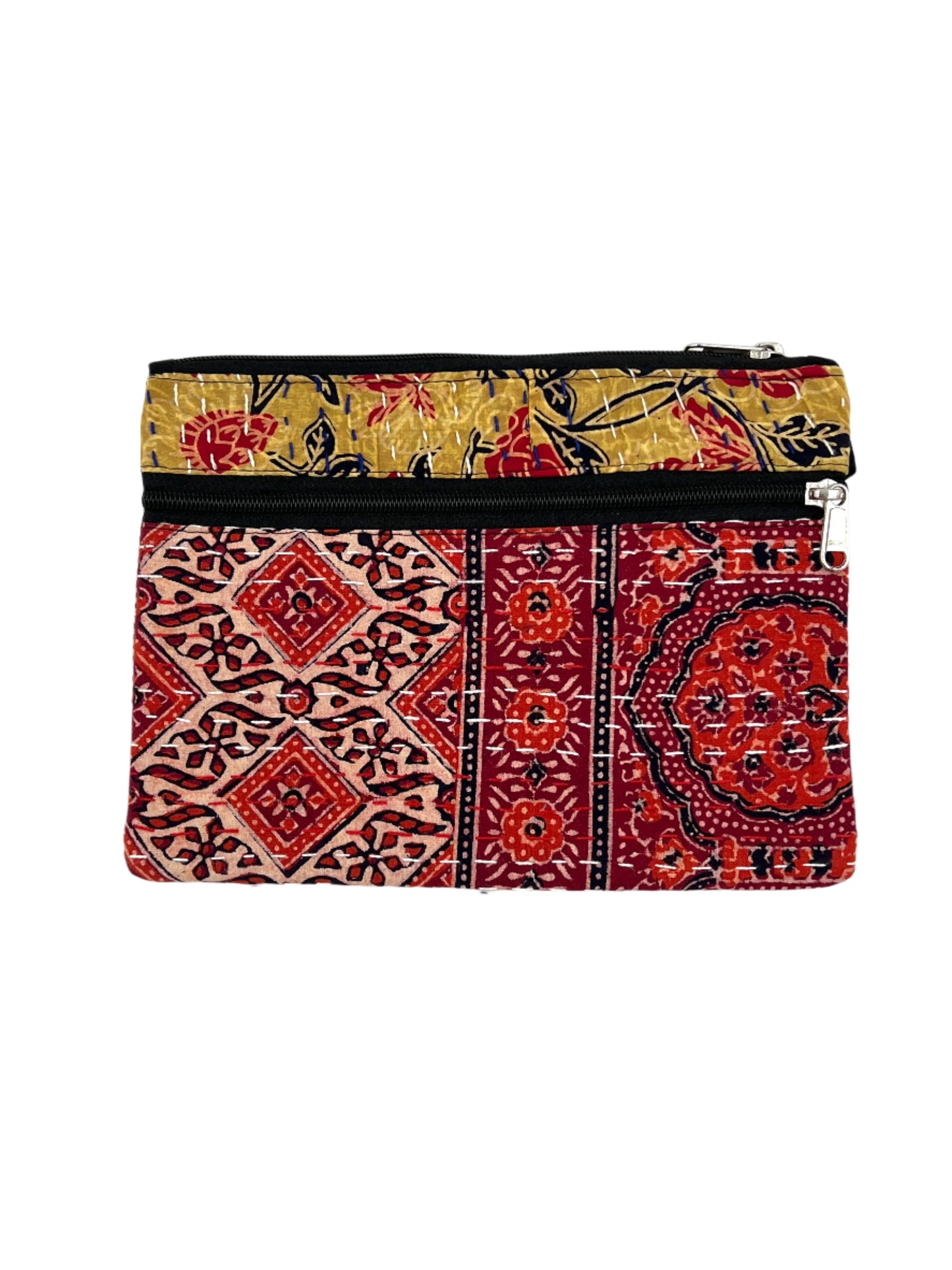 Block Print Kantha Coin Bag 10" x 7"