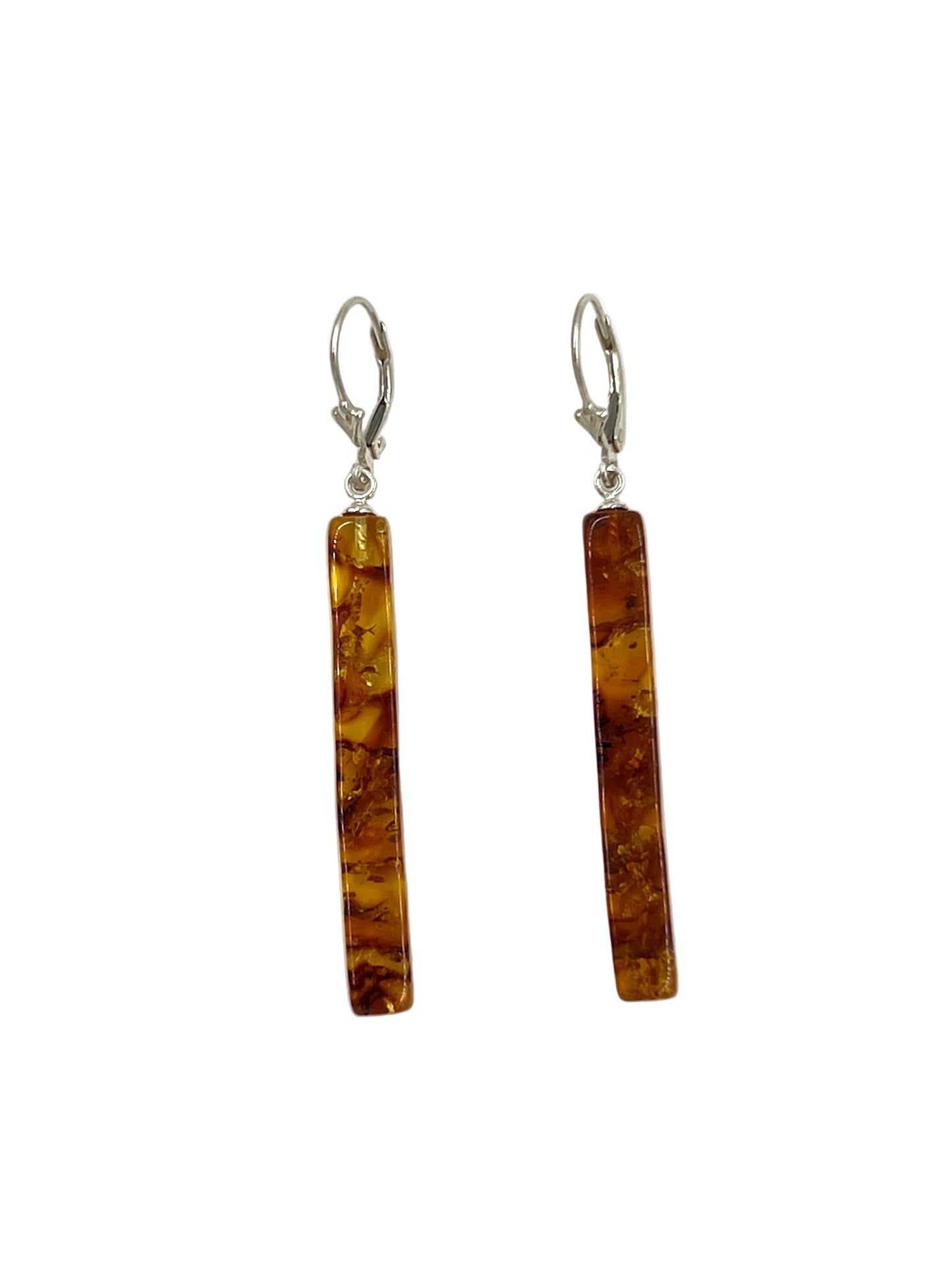 Silver Amber Drop Earrings