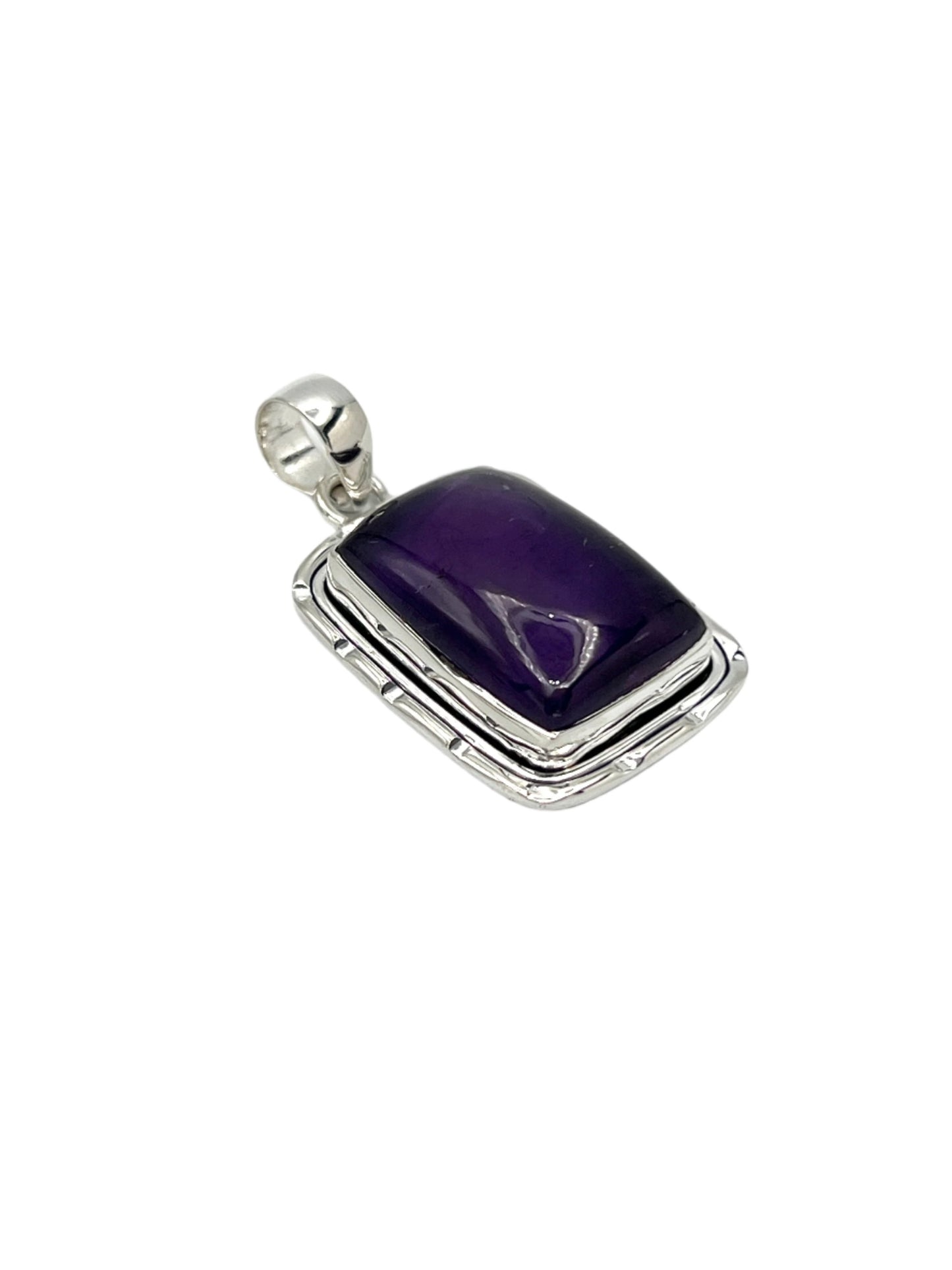 Sterling Silver Rectangle Amethyst Pendants