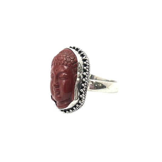 Red Jasper Buddha Ring