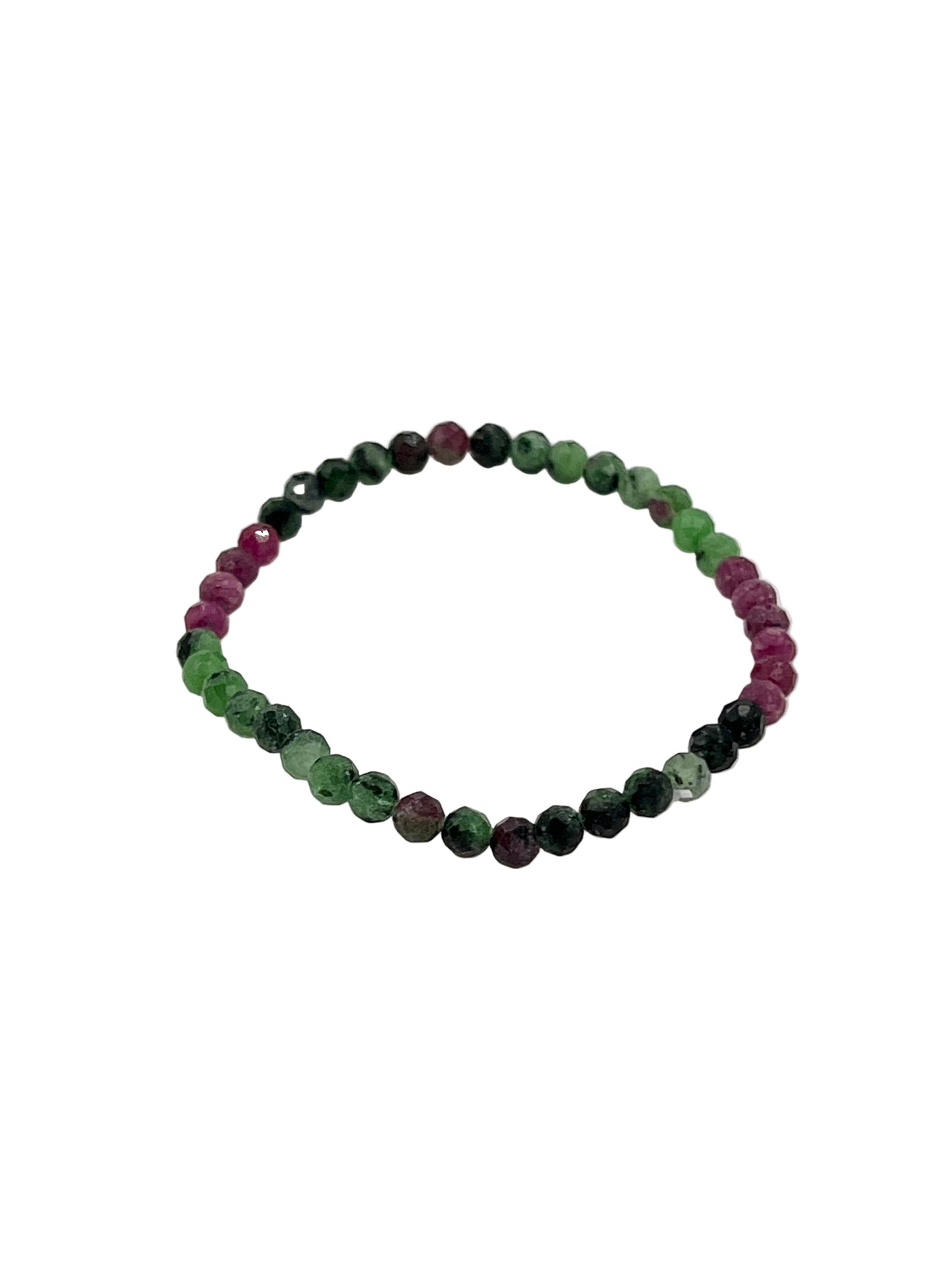 Faceted Ruby Fushcite Beaded Bracelet