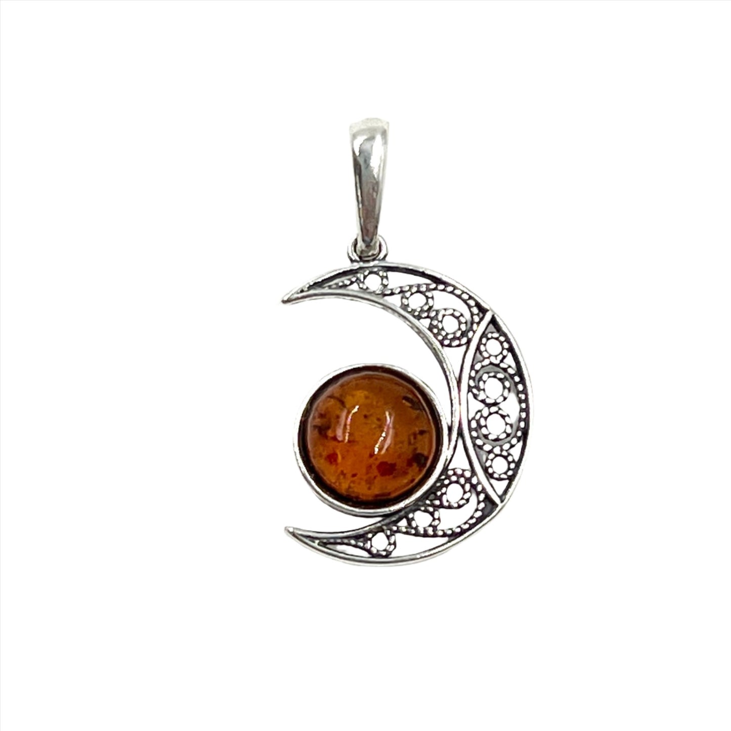 Sterling Silver Amber Moon Pendants