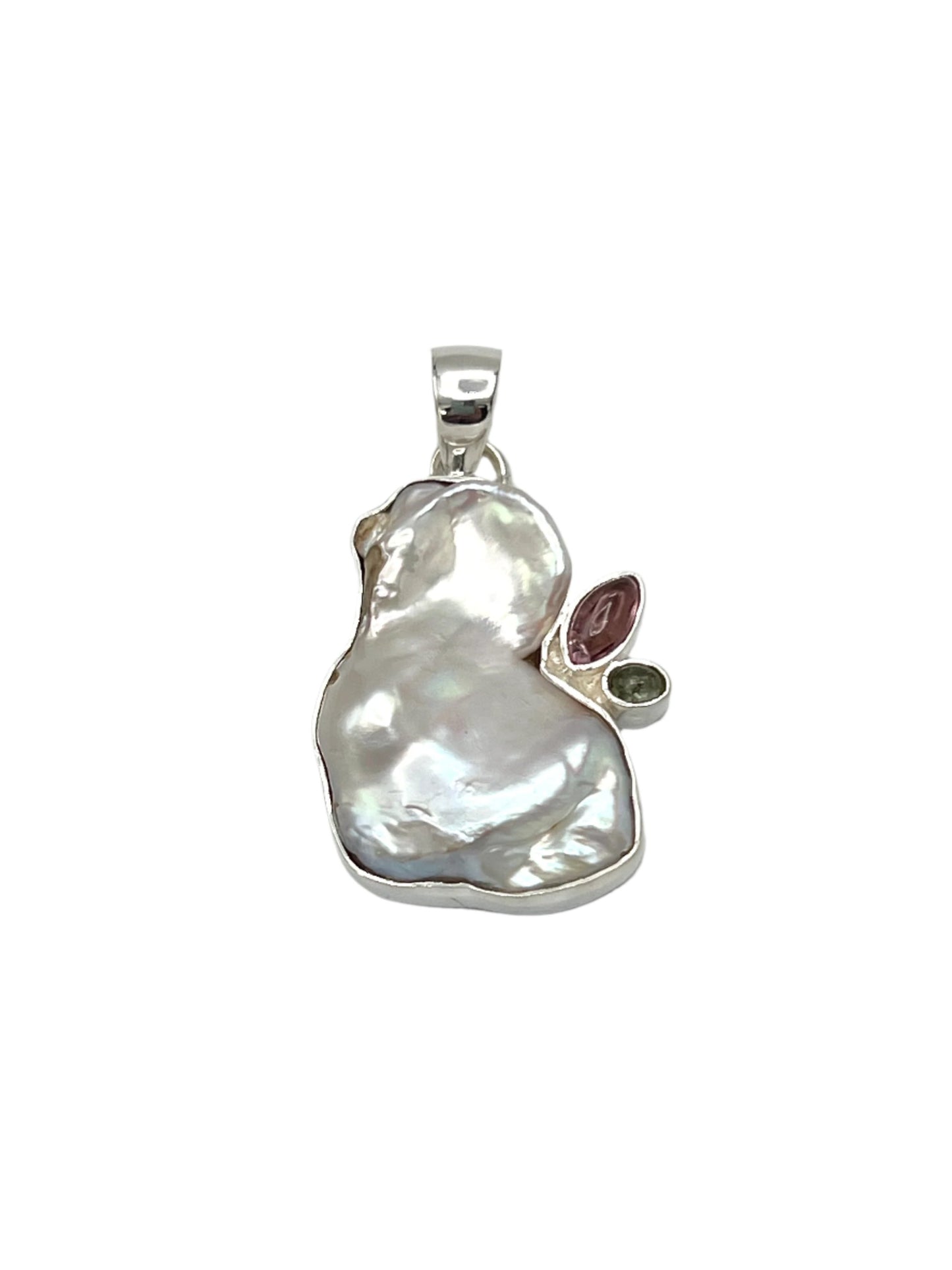 Sterling Silver Pearl & Tourmaline Pendants