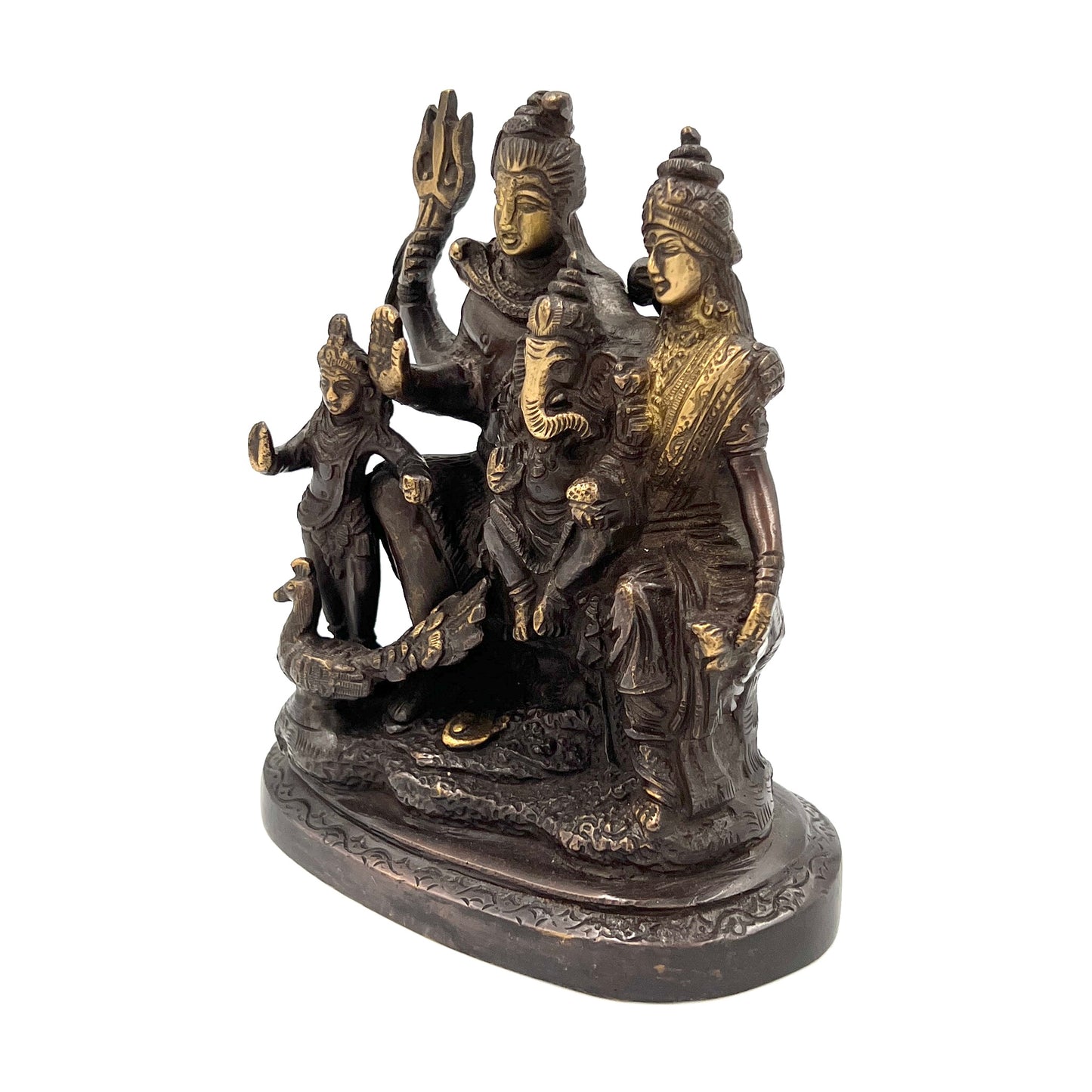 Hand Finished Brass Shiva Family Statue