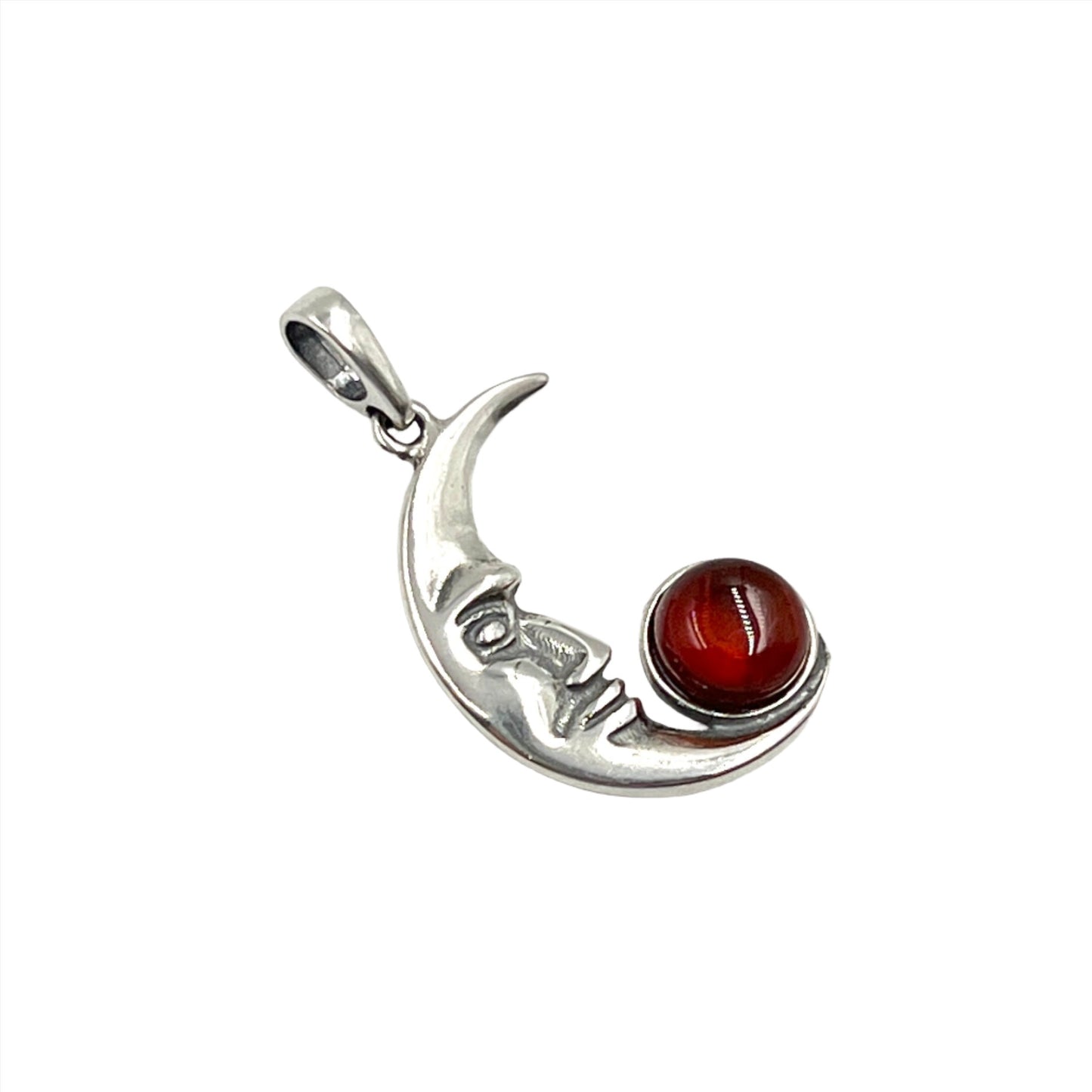 Sterling Silver Amber Moon Pendants