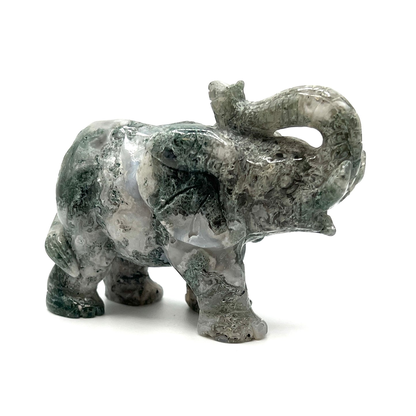 Moss Agate Elephants