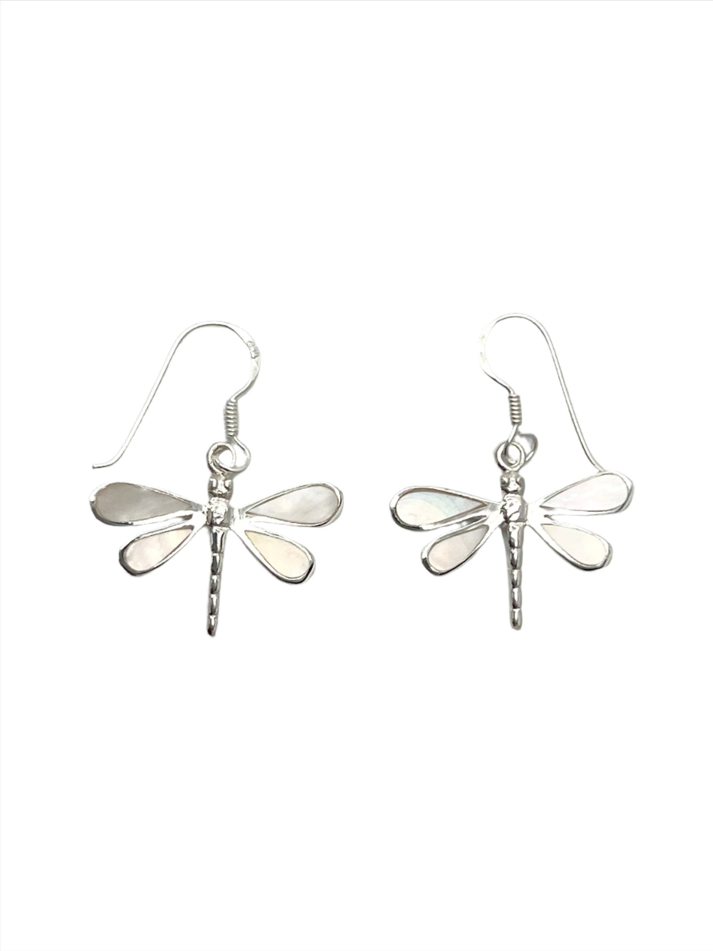 Sterling Silver Shell Dragonfly Earrings