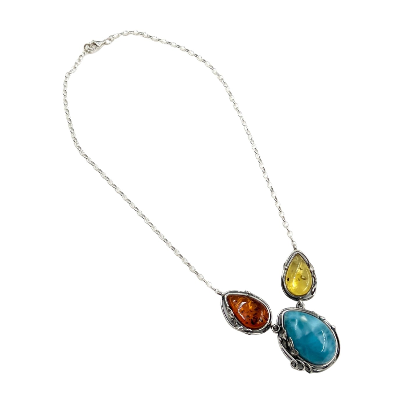 Amber & Larimar Necklace