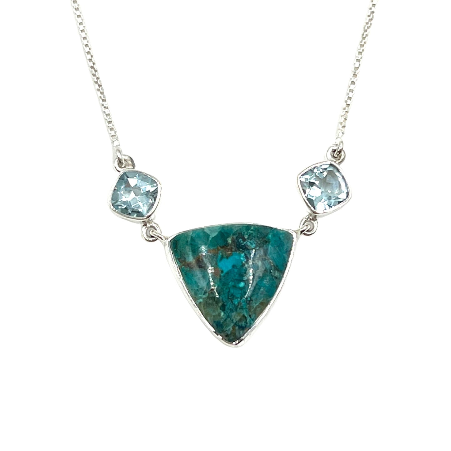 Sterling Silver Shattuckite & Blue Topaz Necklaces