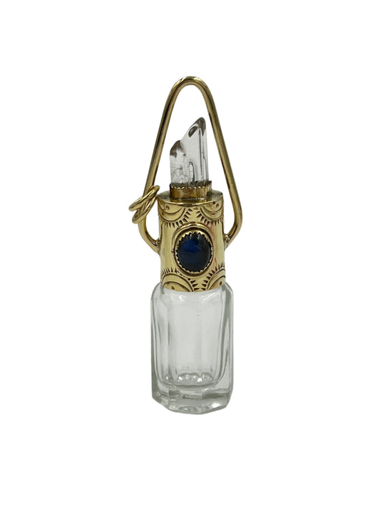 Labradorite Oval Oil Bottle Bronze Pendants