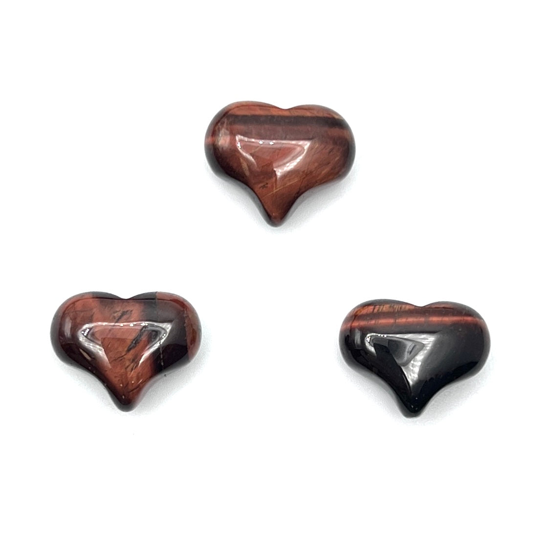Red Tigers Eye Puffy Hearts