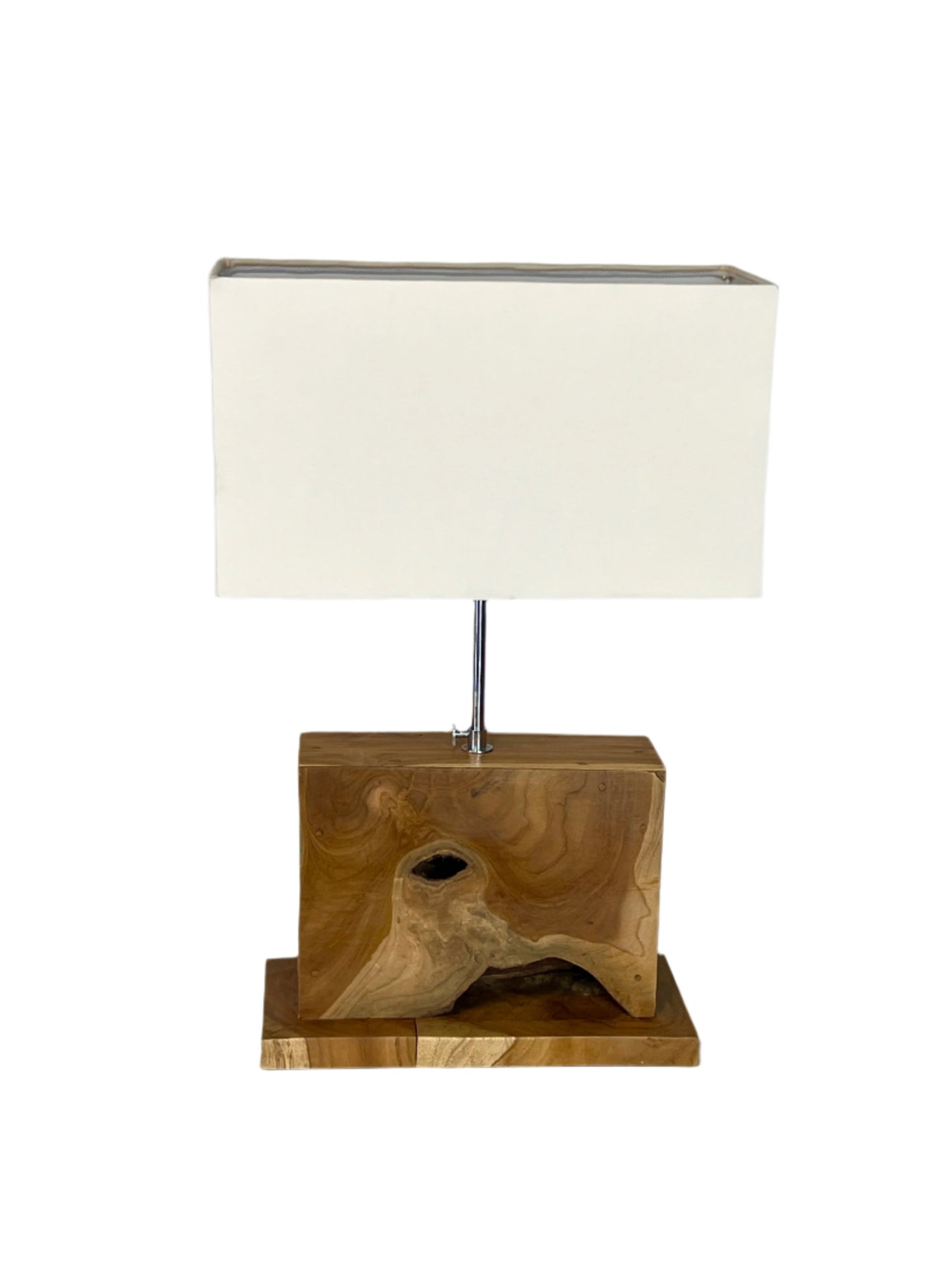 Teak Rectangle Table Lamp