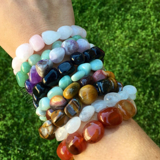 Stretchy Tumbled Chunk Stone Bracelet