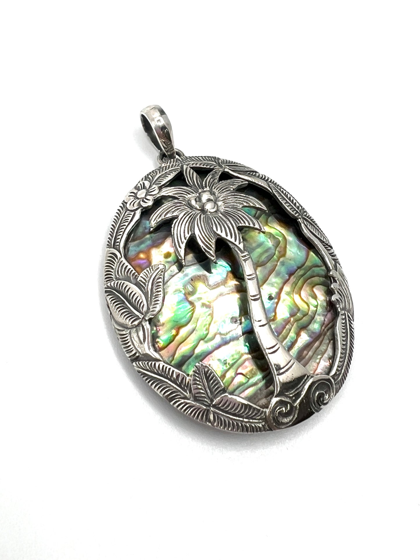 Sterling Abalone Shell Palm Tree Pendant