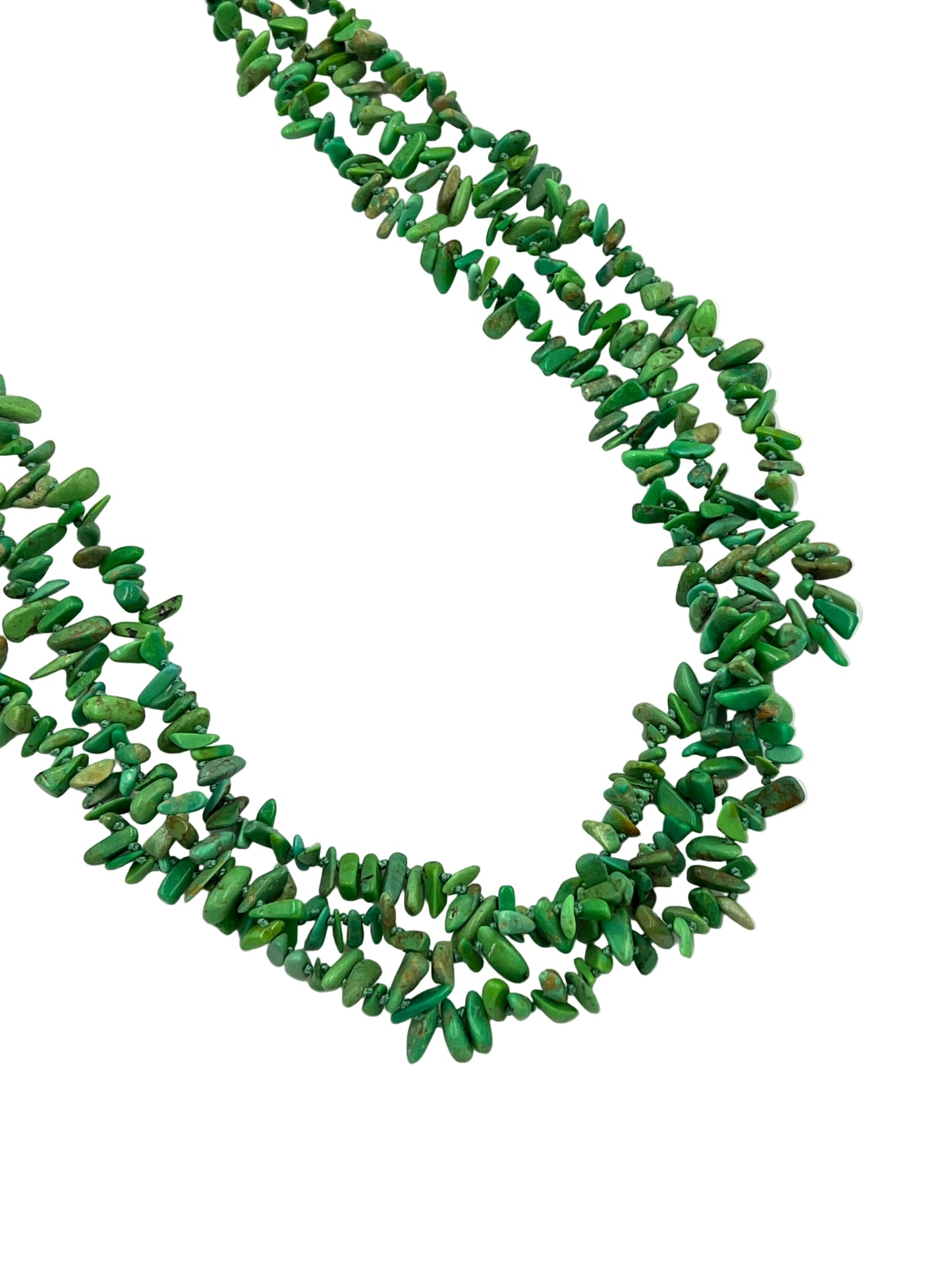 Hand Knotted Chip Green Turquoise Necklace