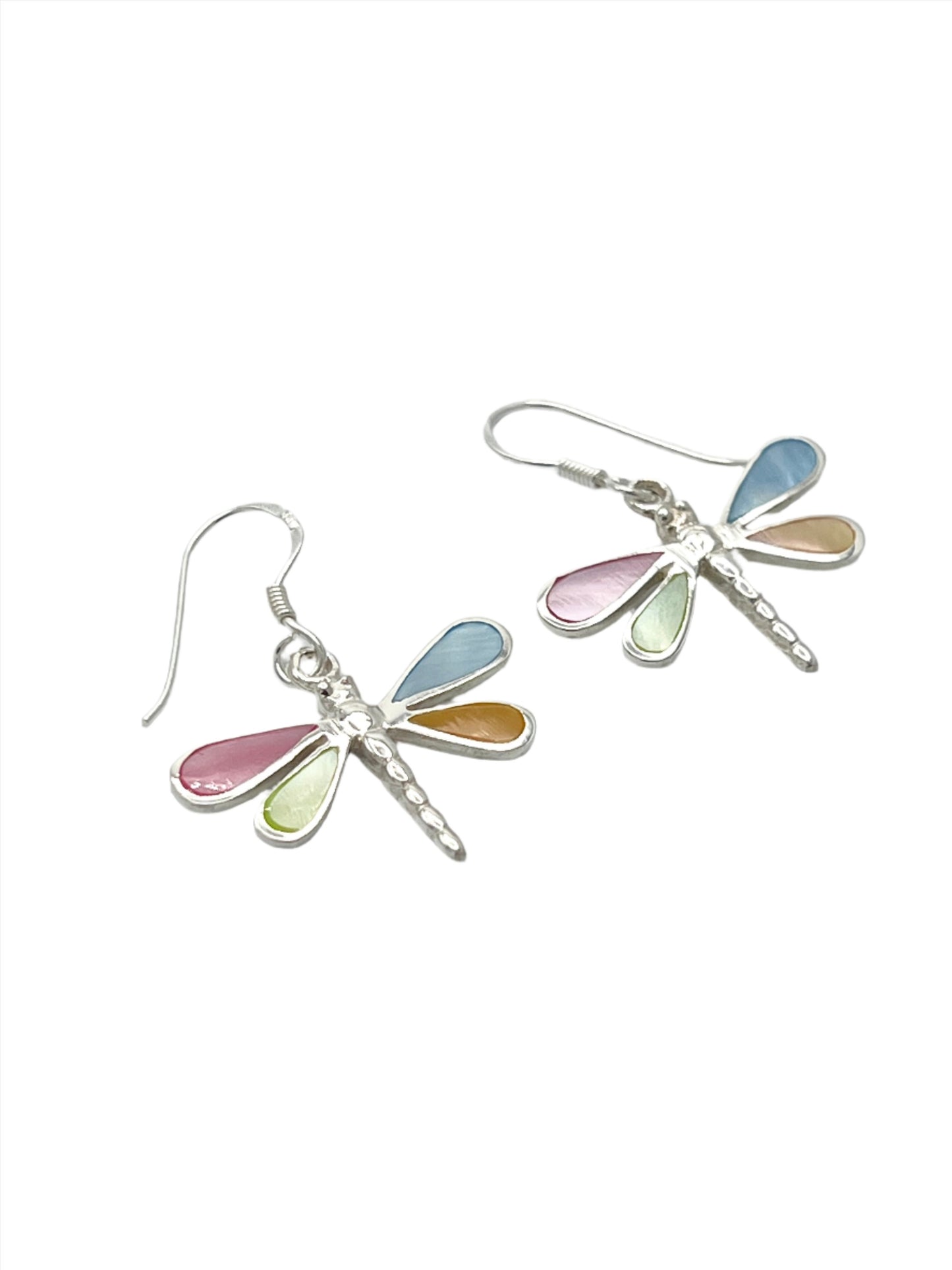 Sterling Silver Shell Dragonfly Earrings
