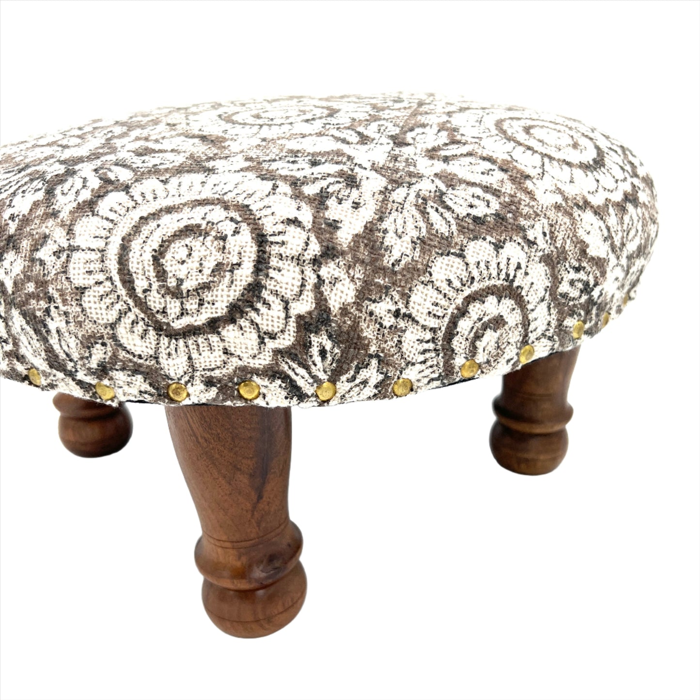 Flower Block Print Foot Stool | Round