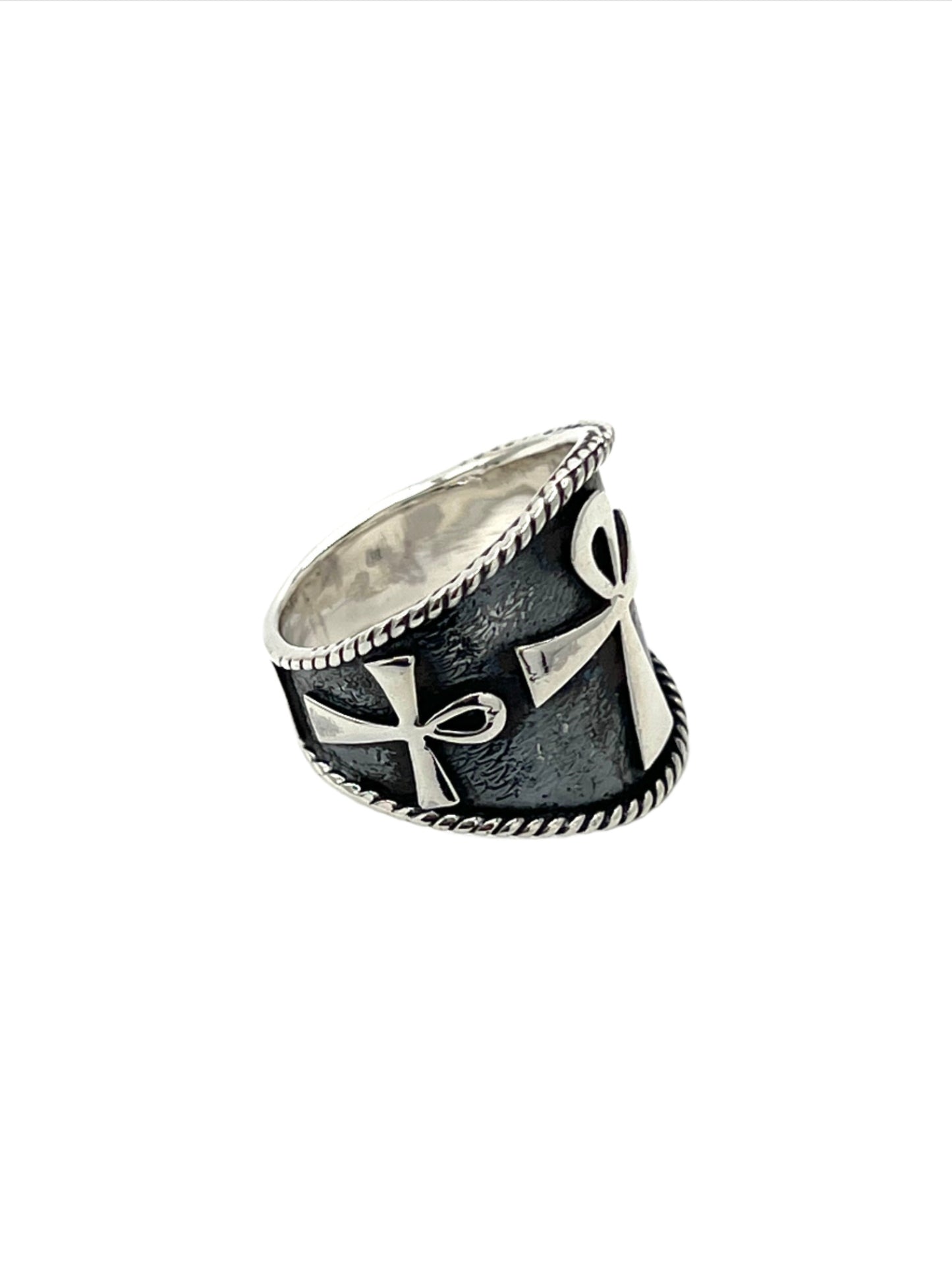 Sterling Silver Triple Ankh Ring