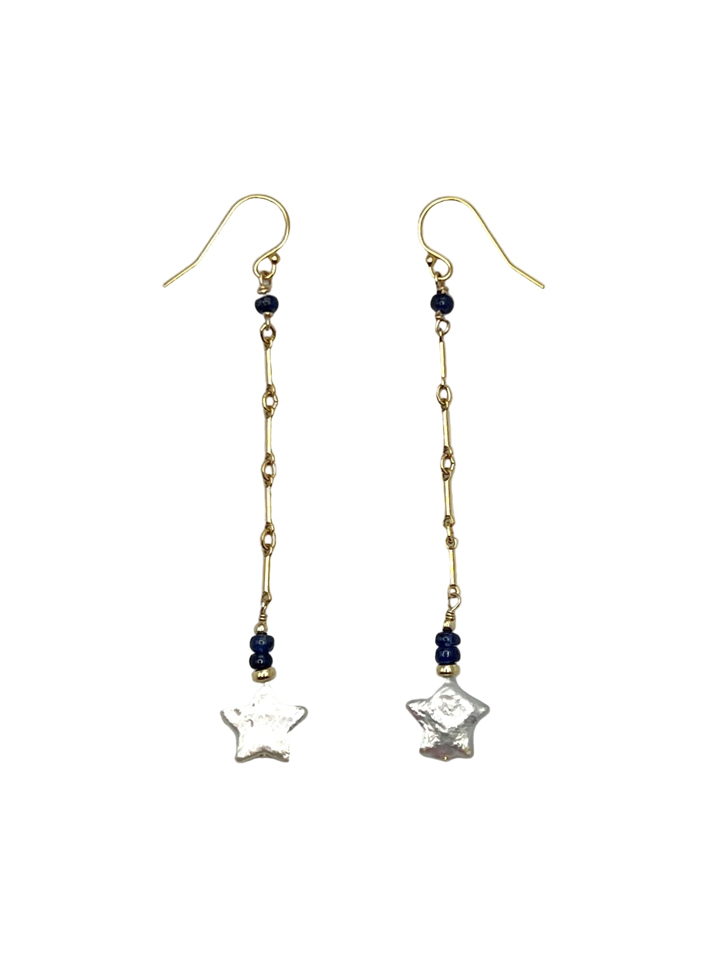 Star Pearl & Sapphire Gold Filled Earrings