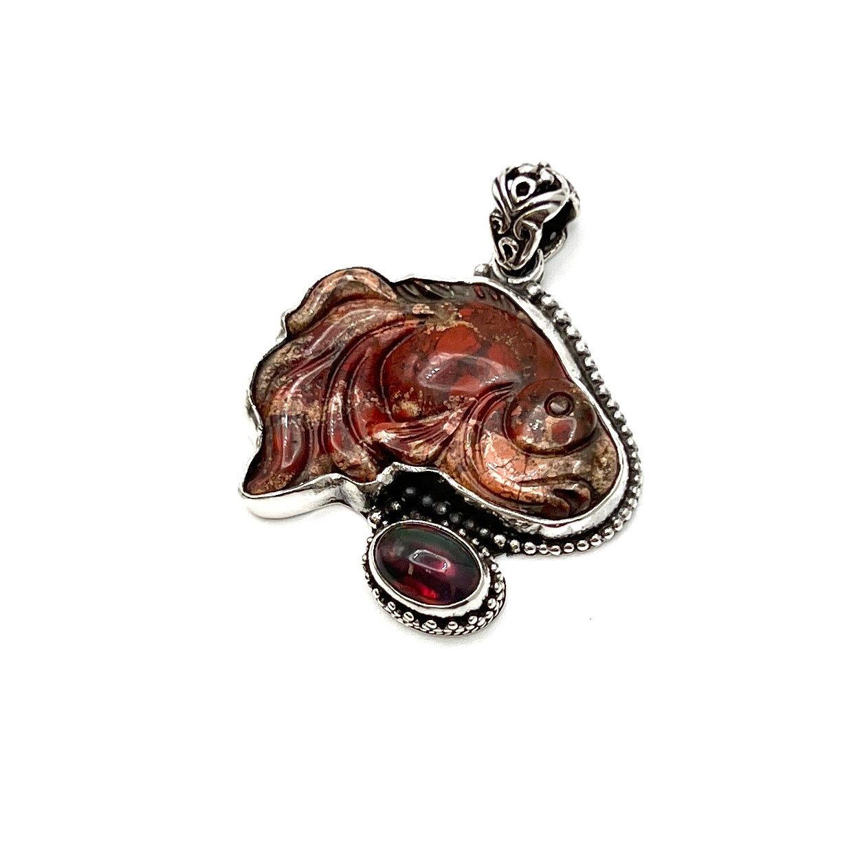 Opal & Jasper Fish Gemstone Pendants