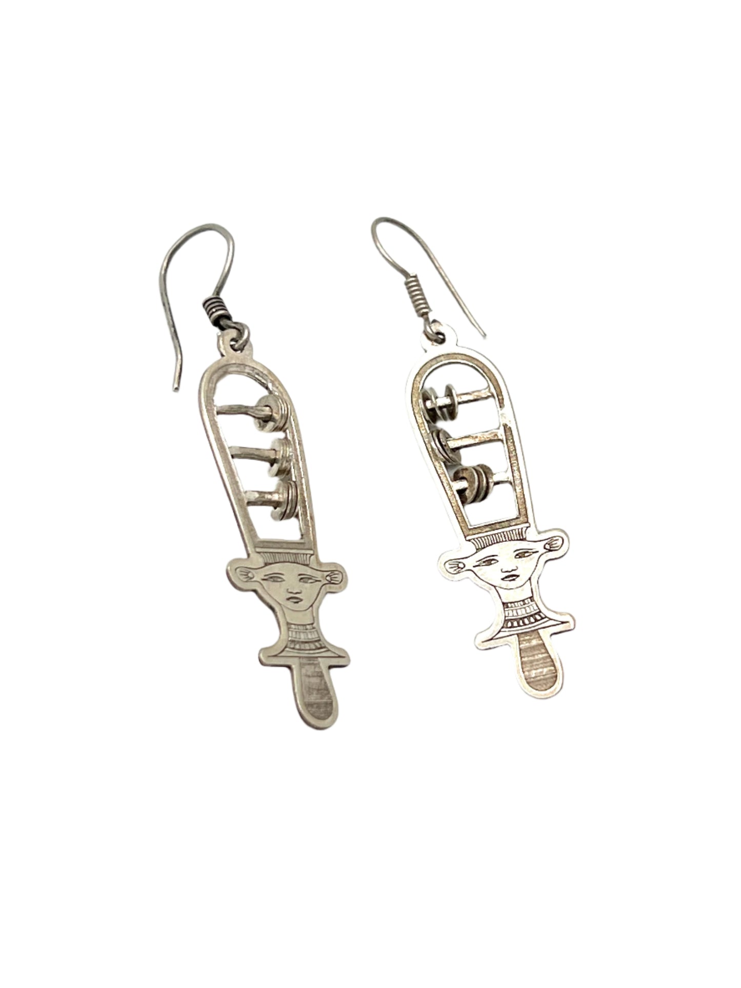 Silver Sistrum Goddess Earrings
