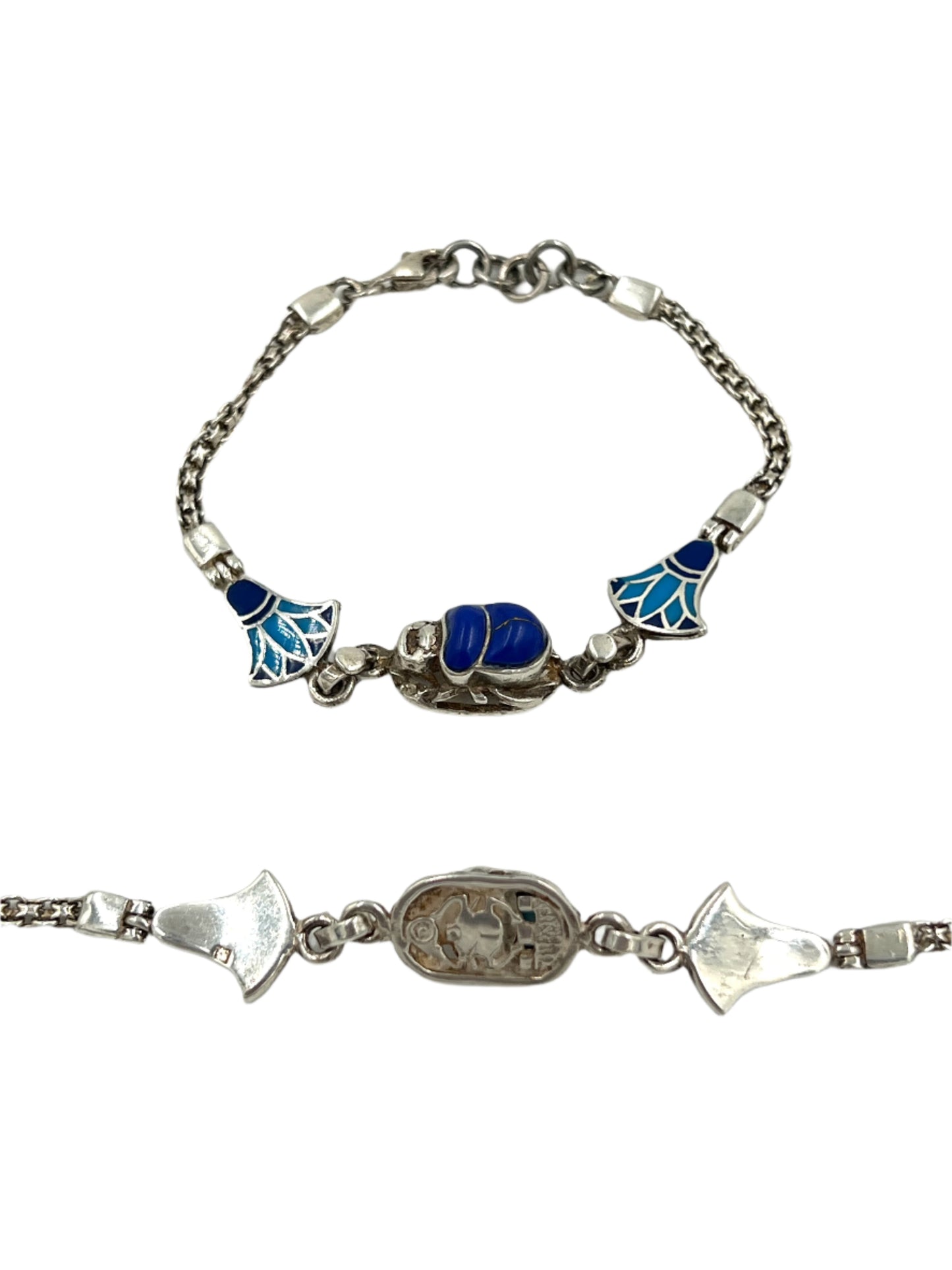 Silver Scarab & Lotus Bracelets