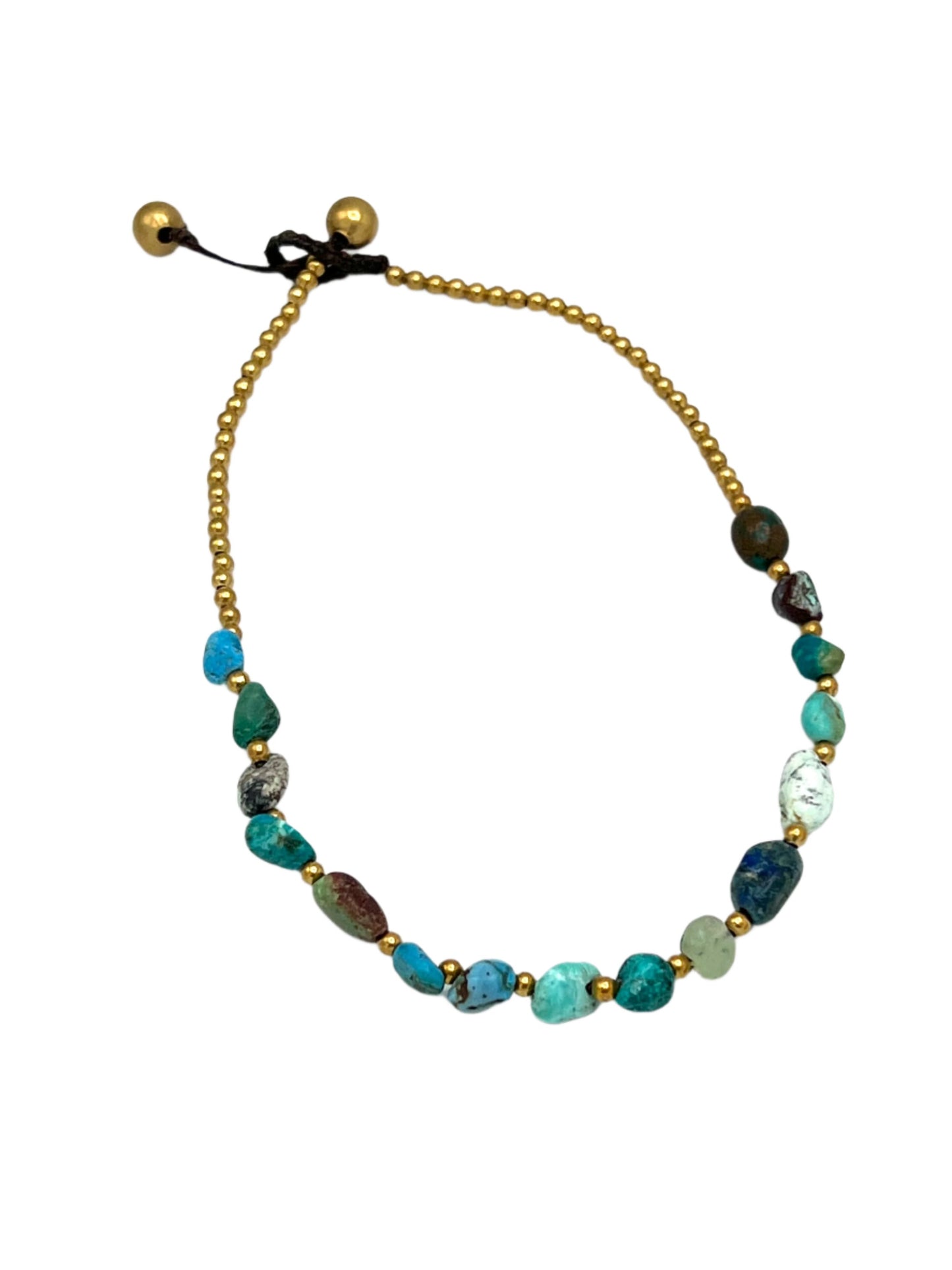 Freeform Gemstone Brass Anklets