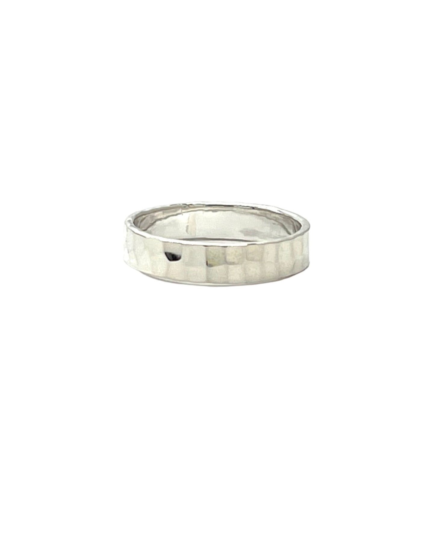Sterling Silver Flat Hammered Ring