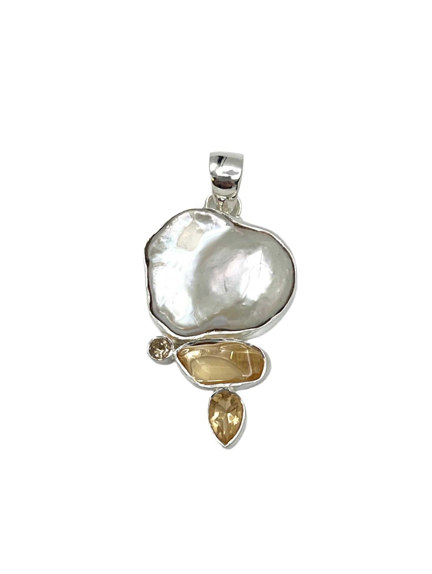 Sterling Silver Pearl & Citrine Pendants