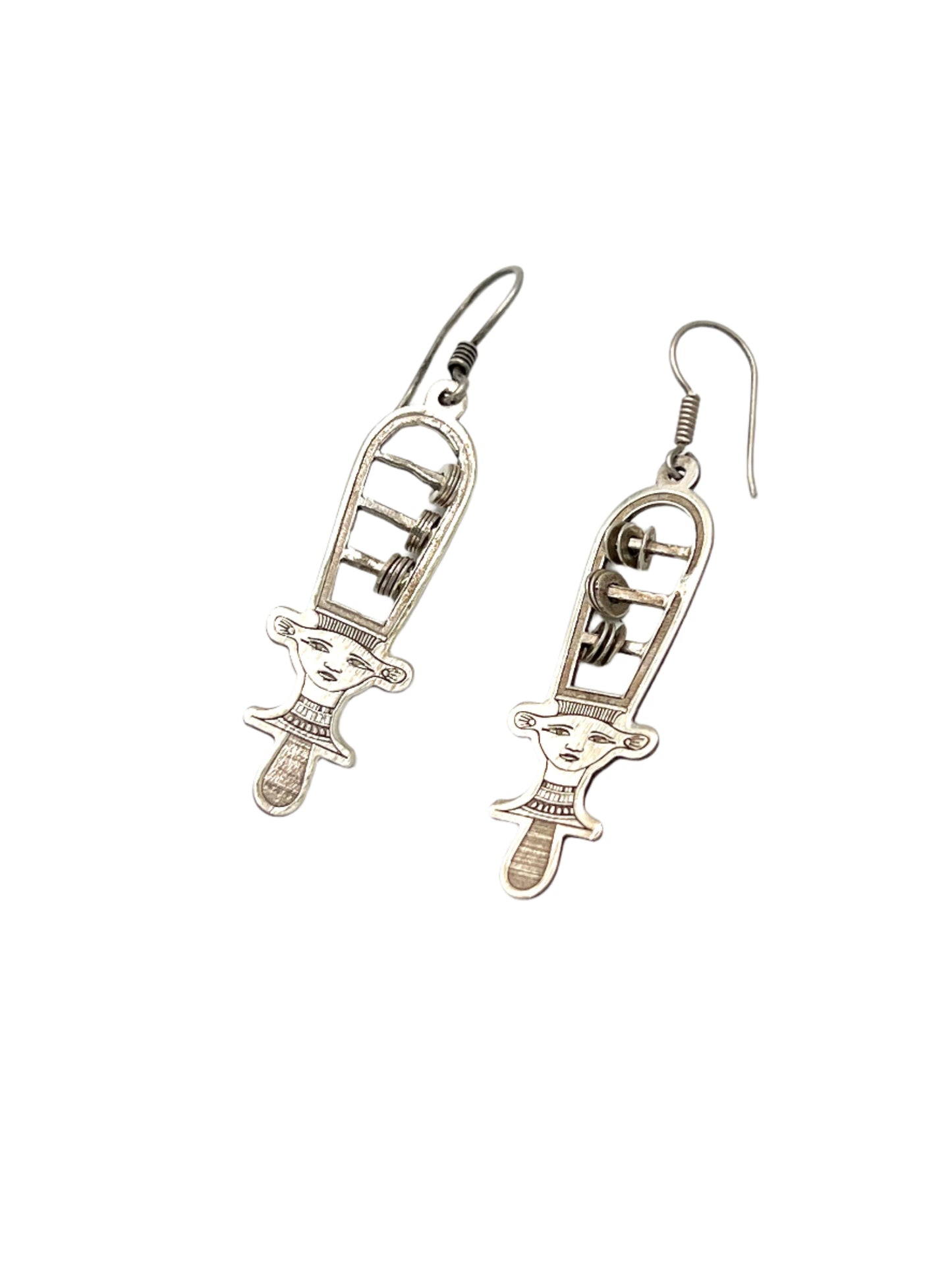 Silver Sistrum Goddess Earrings