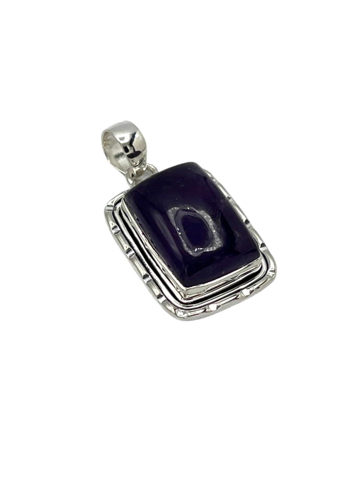 Sterling Silver Rectangle Amethyst Pendants