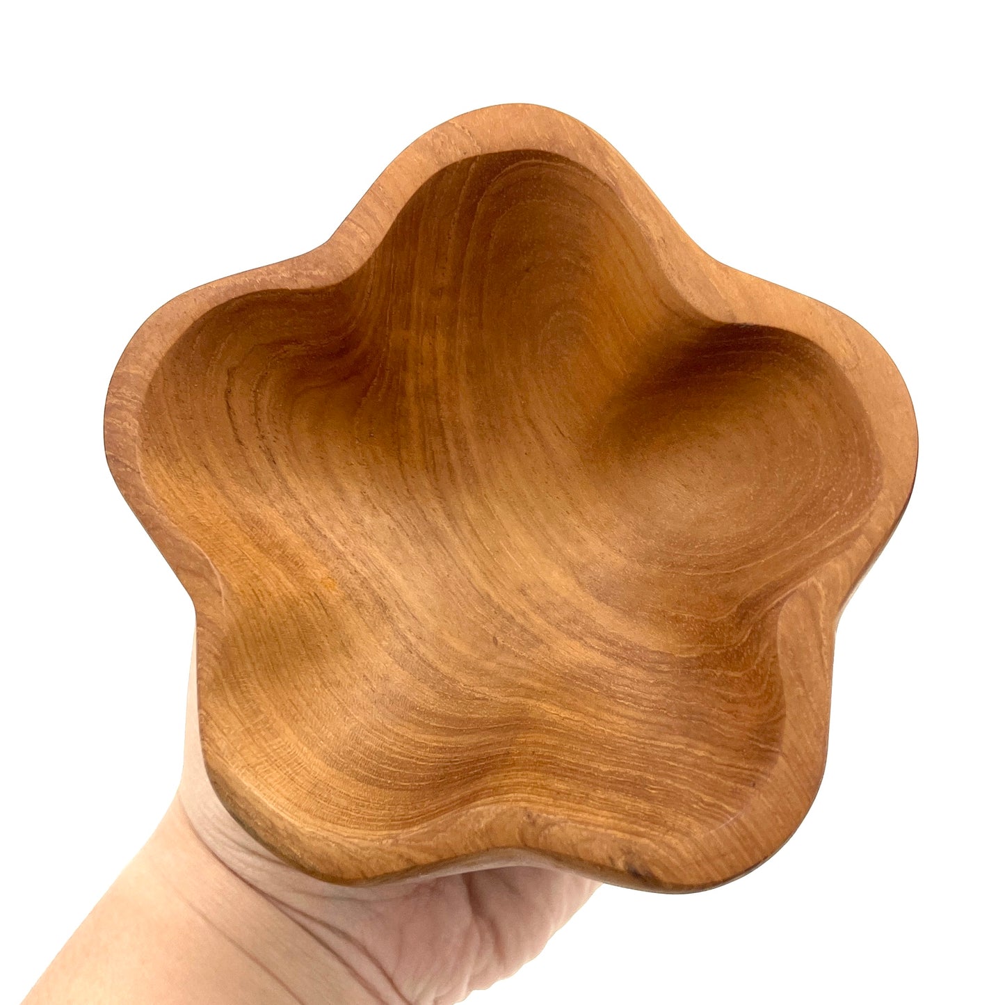 Teak Wood Flower Shaped Bowl