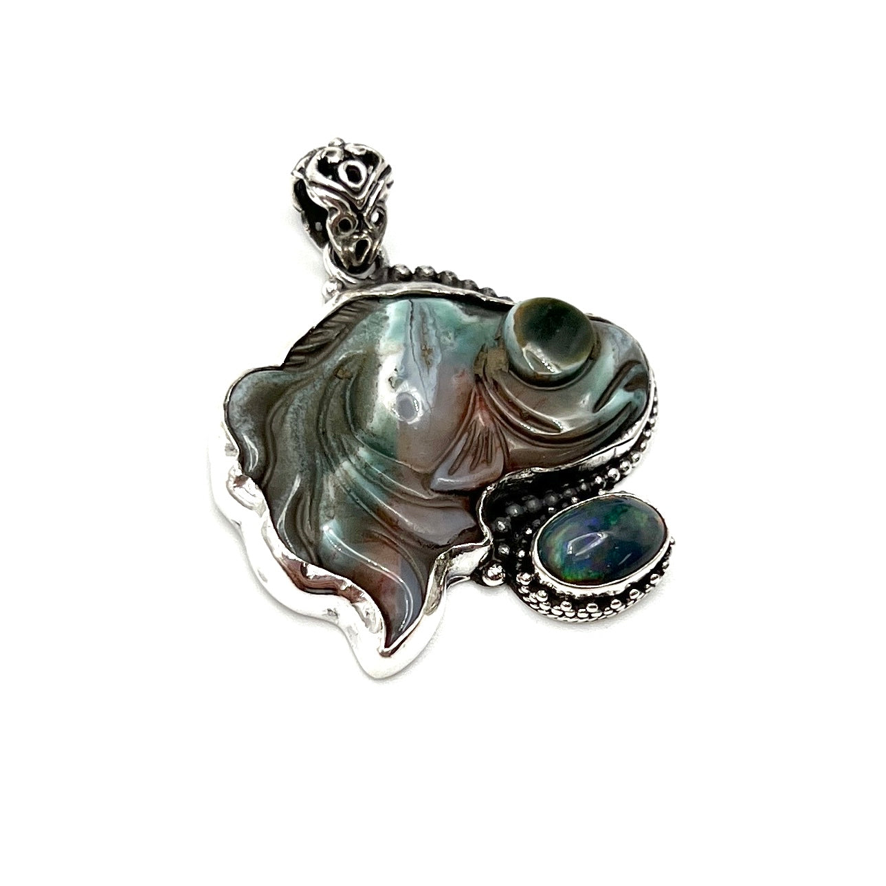 Opal & Jasper Fish Gemstone Pendants