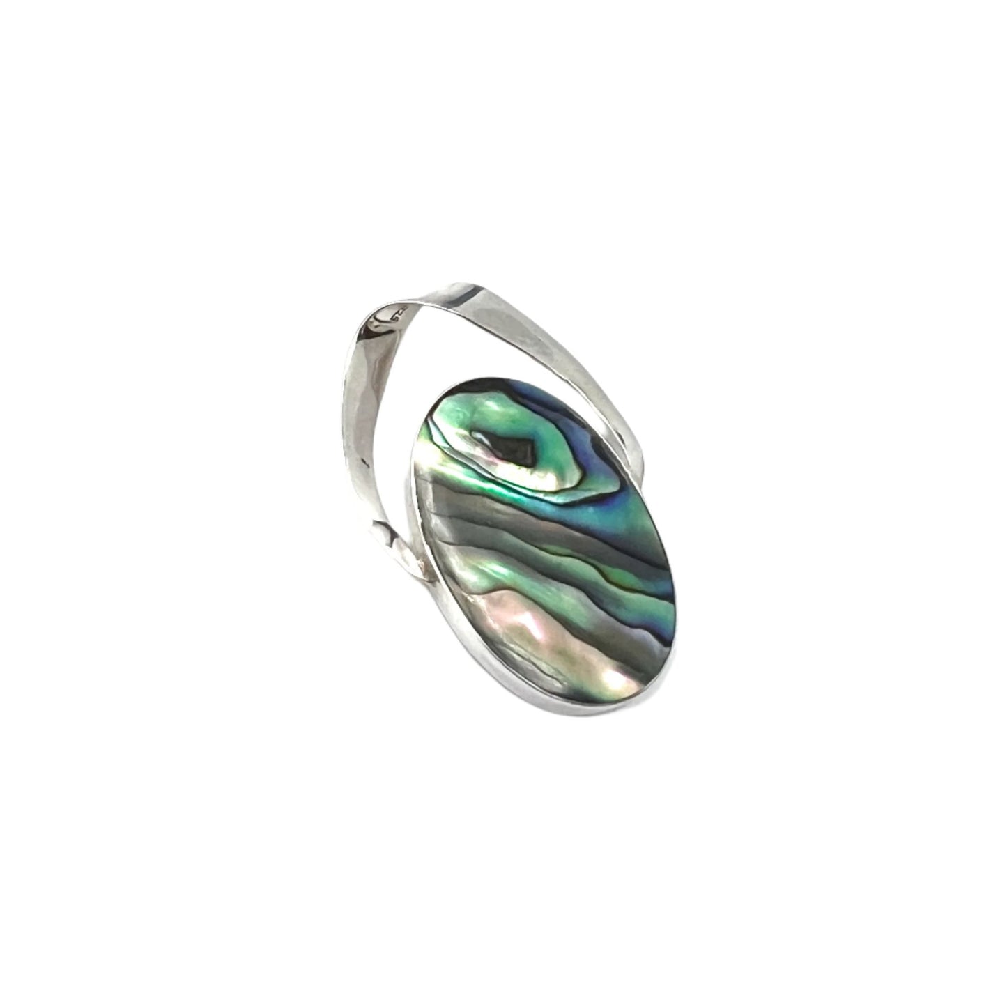 Sterling Silver Ribbon Oval Abalone Pendant
