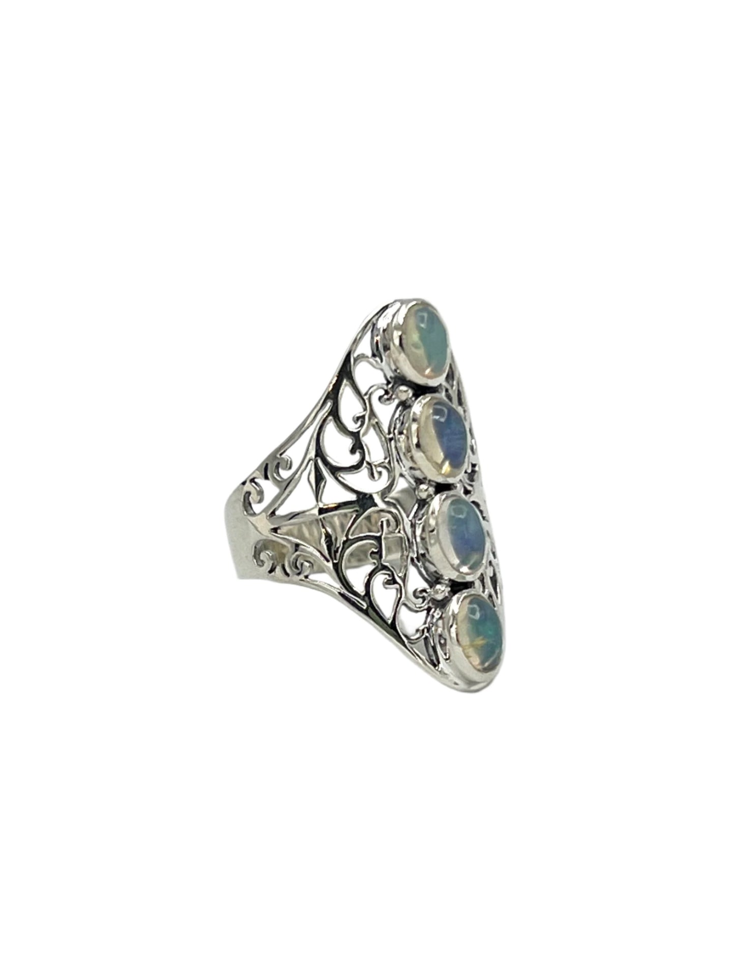 Sterling Silver Opal Filigree Ring